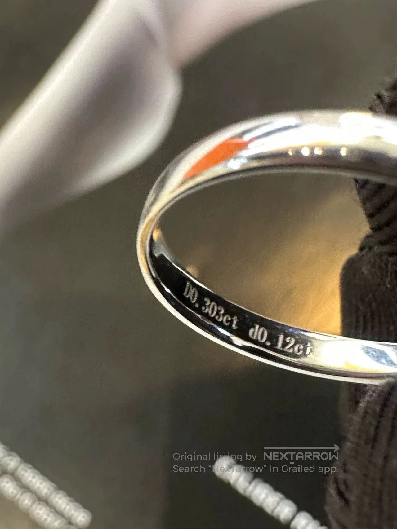 Japanese Brand Platinum Diamond Ring with Main & Side Stones. Size ONE SIZE - 5 Thumbnail