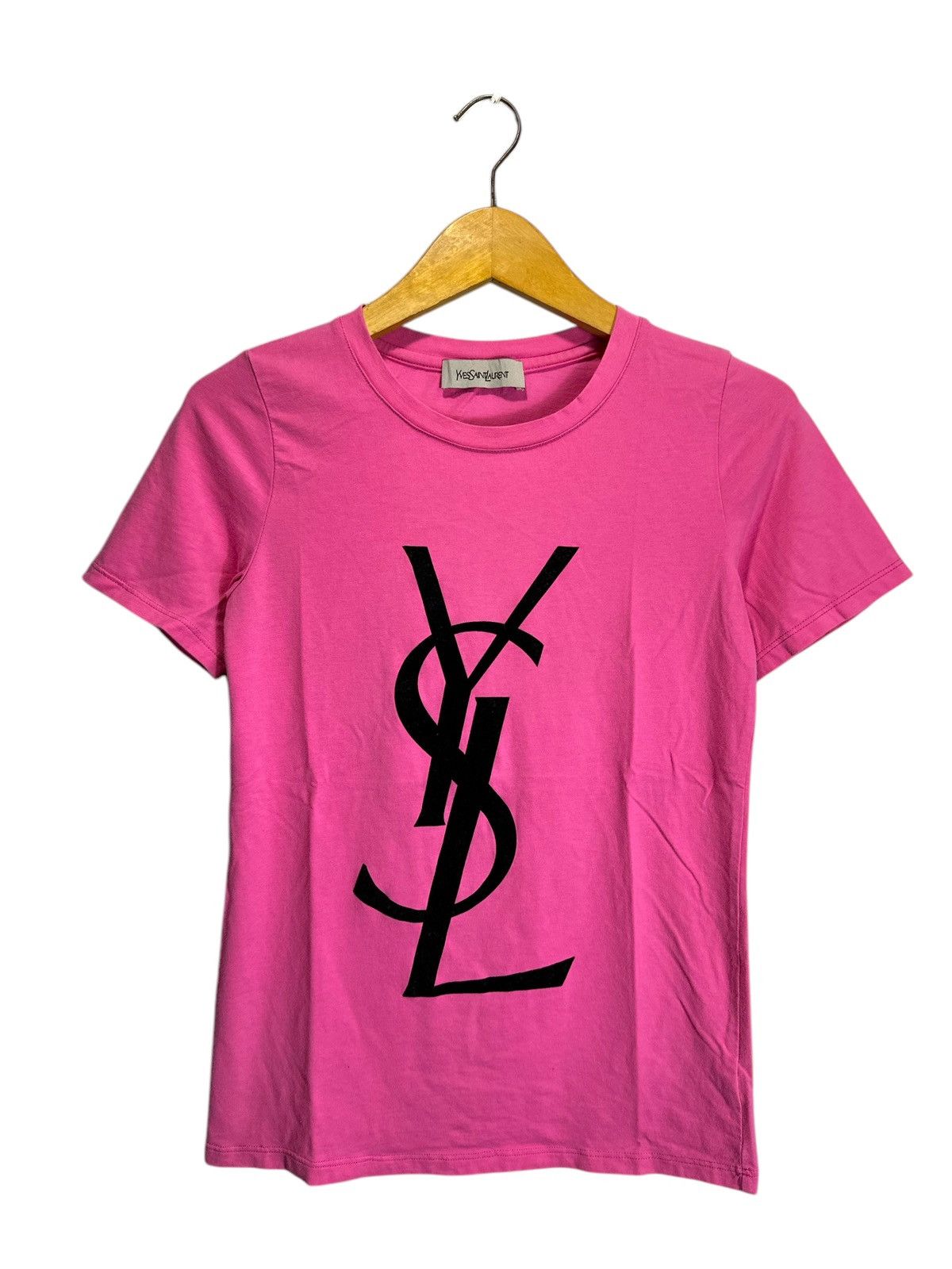 Yves Saint Laurent リンガーTシャツ センター刺繍ロゴ y2k