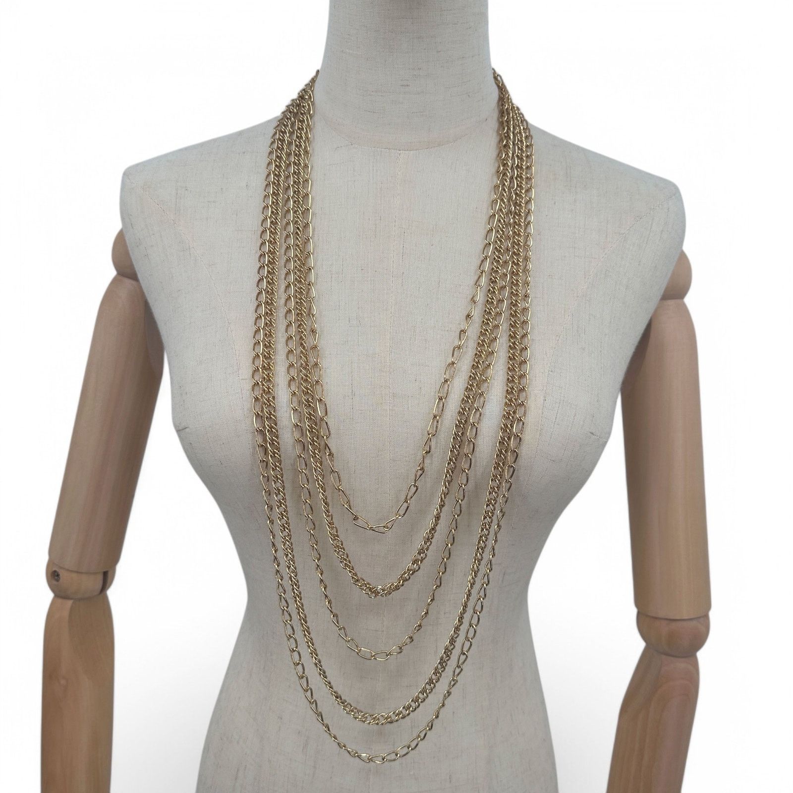 Vintage Crown Trifari Multi Strand Chain Statement Necklace Size ONE SIZE - 9 Thumbnail