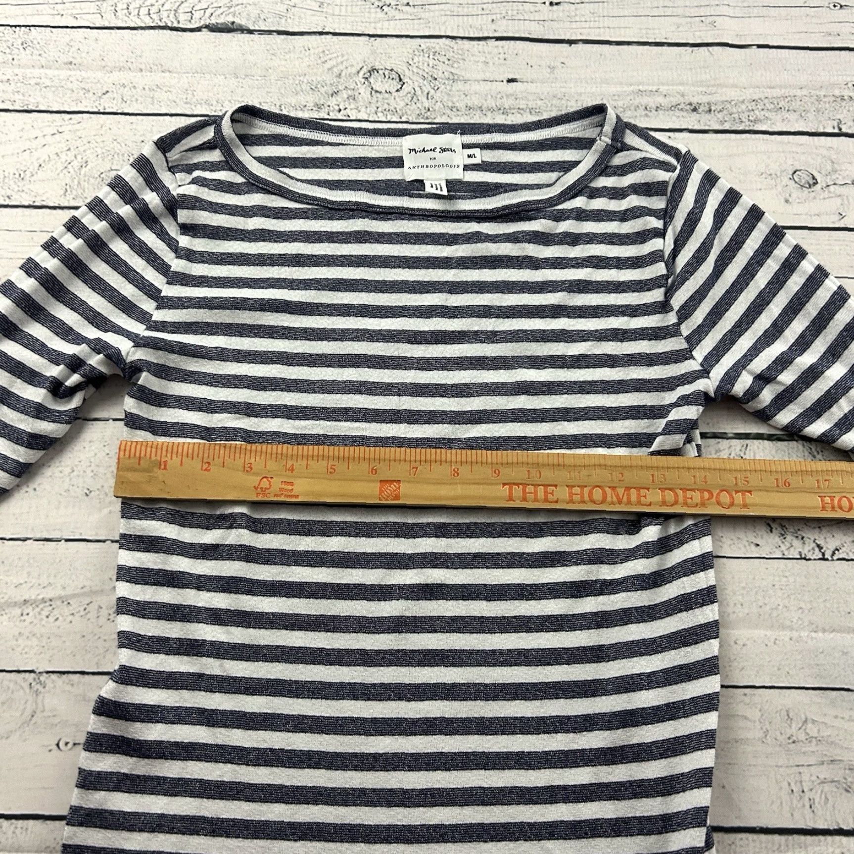 Anthropologie Micheal Stars Anthropologie Striped Shirt Women's M/L Blue White Blouse Multicolor 1/2 Sleeve Stars Theme Womens Size M / US 6-8 / IT 42-44 - 4 Thumbnail