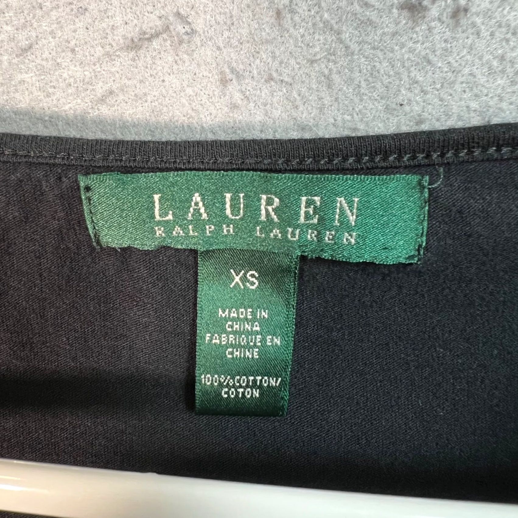 Ralph Lauren Lauren Ralph Lauren Womens XS Black Scoop Neck Tee W/ Ruffle Detail Bookends? Size XS / US 0-2 / IT 36-38 - 3 Thumbnail