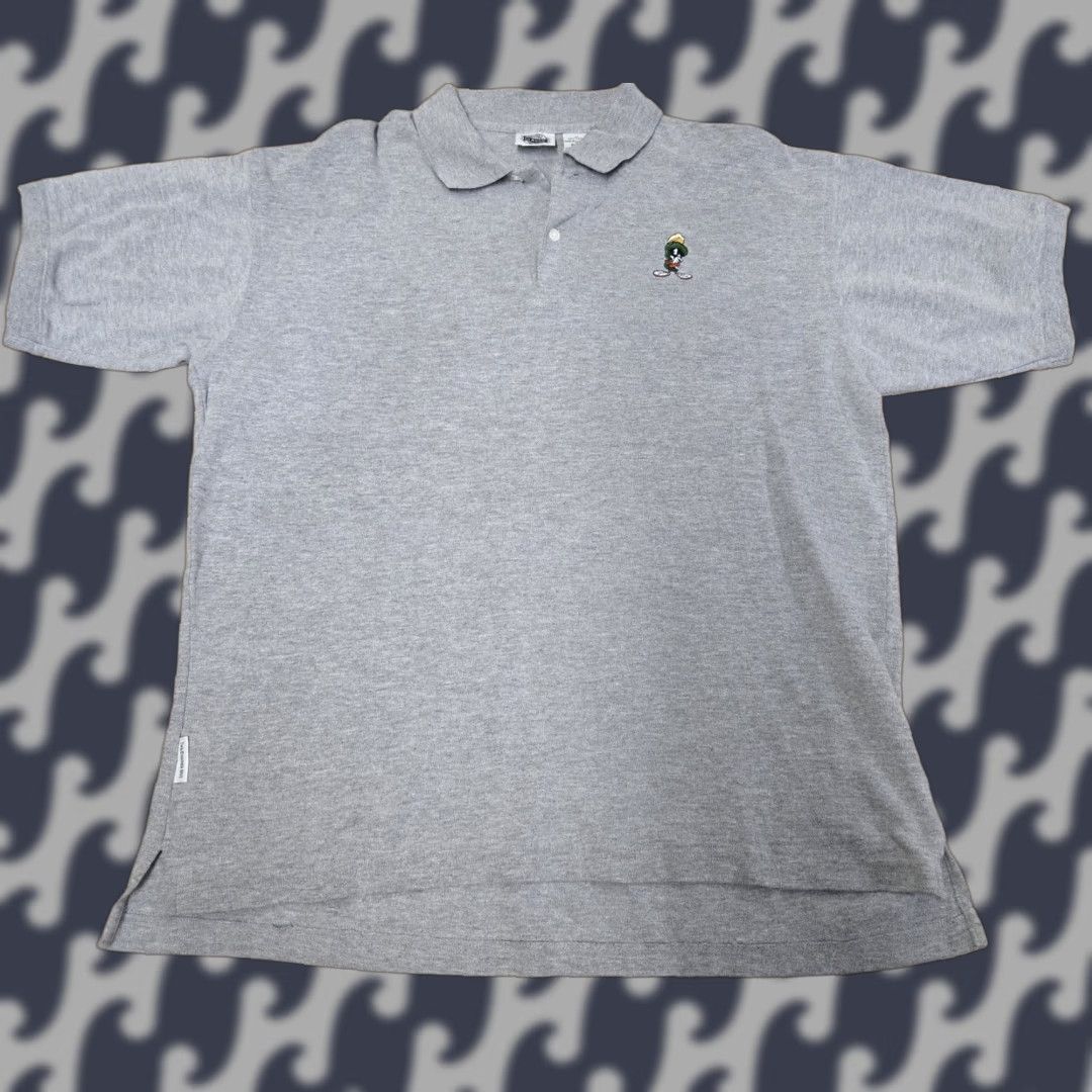 Vintage Looney Tunes Marvin the Martian Polo Shirt Mens M Gray Short Sleeve Collared Embroidered Classic Cartoon Shirt Size US M / EU 48-50 / 2 - 1 Thumbnail