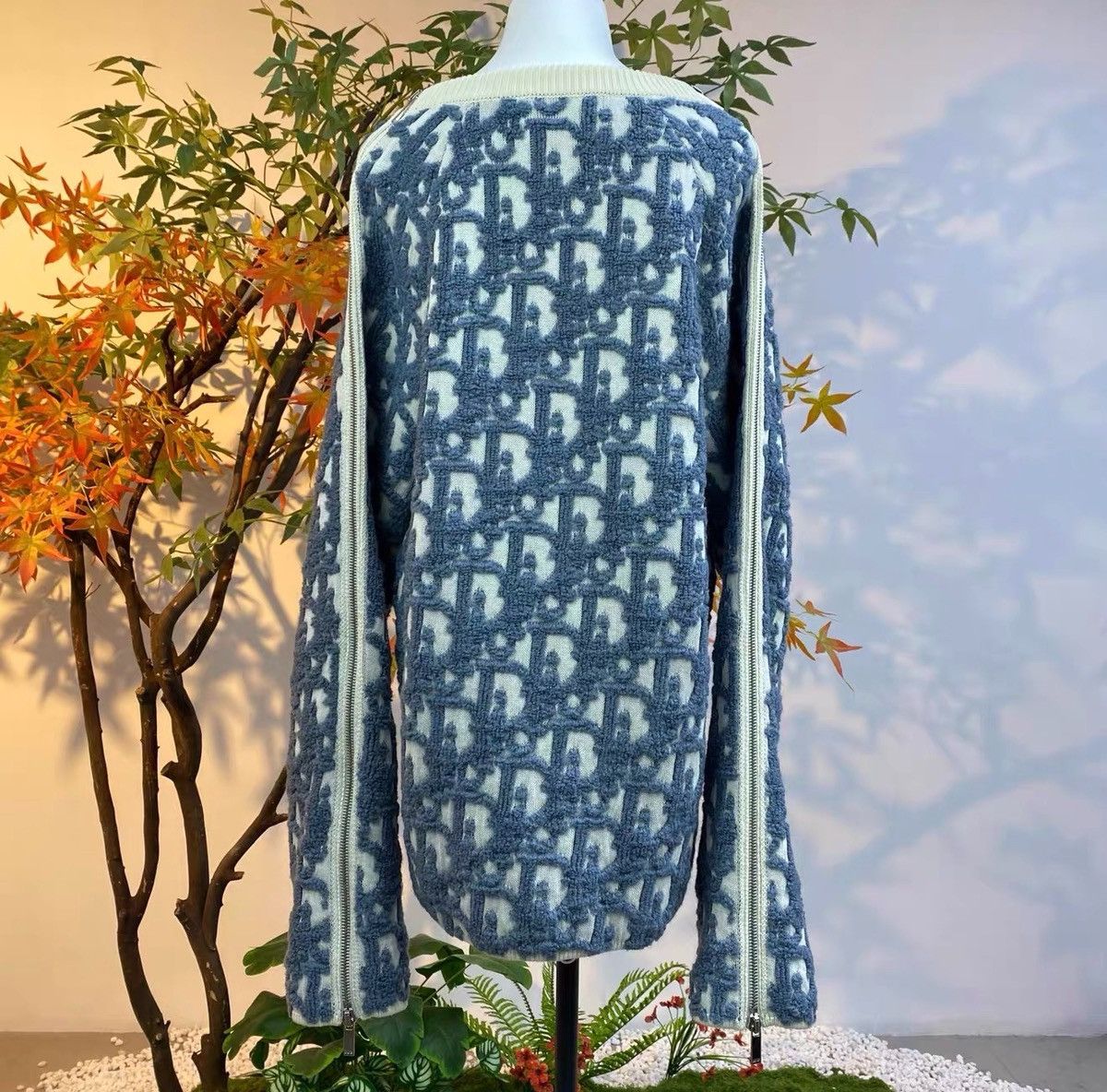 Dior Dior Blue And White Zipper Sweater Size US M / EU 48-50 / 2 - 2 Thumbnail