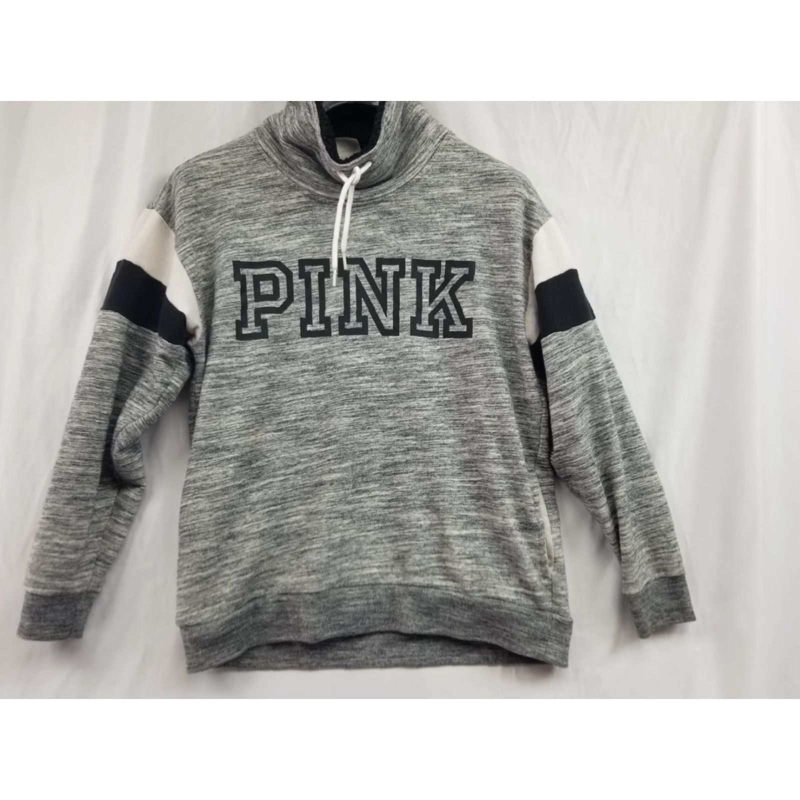 Vintage Victoria’s Secret PINK Sweatshirt Women Small Gray Cowl Neck Pullover Faux Fur Stain-See Size S / US 4 / IT 40 - 2 Thumbnail