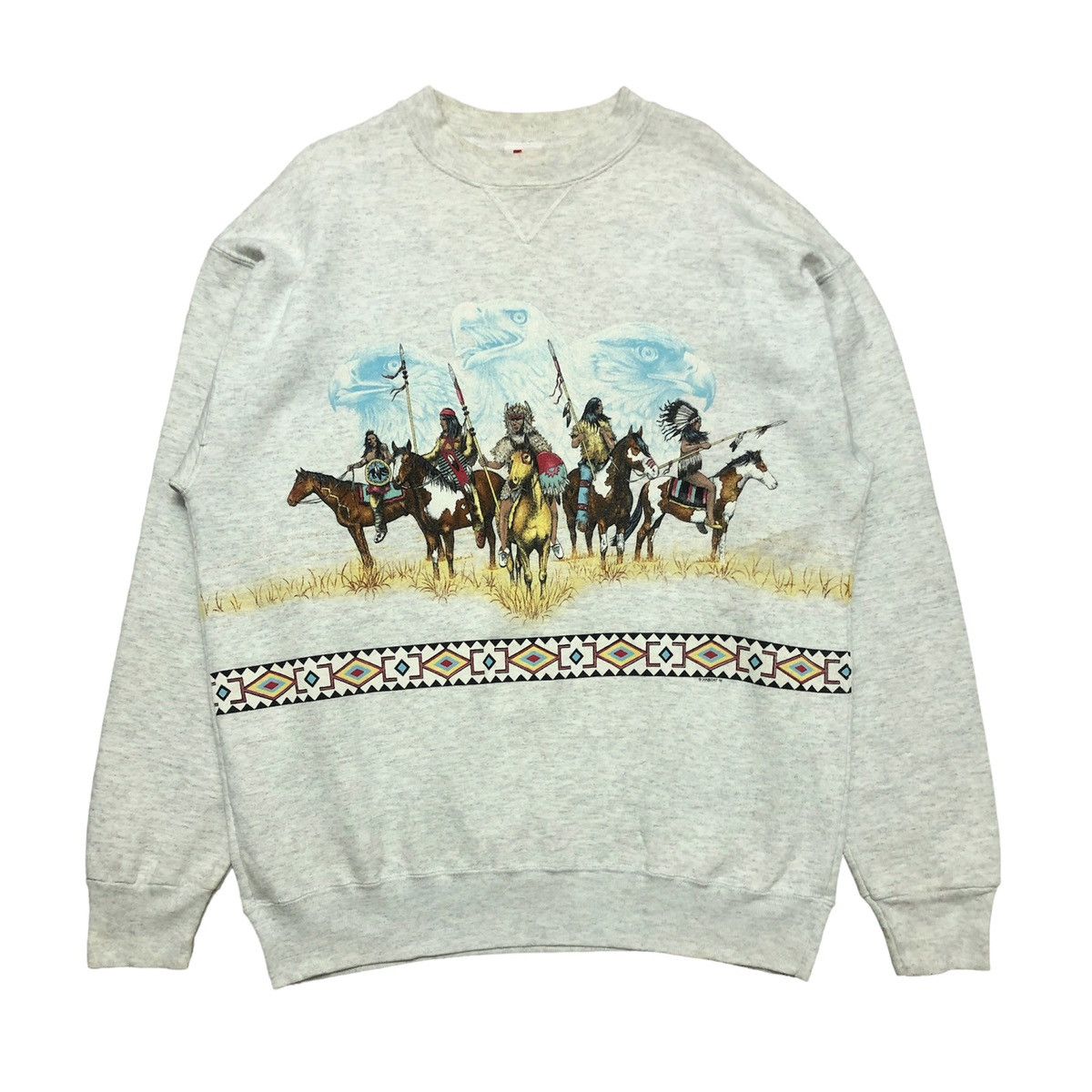 image of Vintage Habitat 91’ Native America Sweatshirt in Grey, Men's (Size XL)
