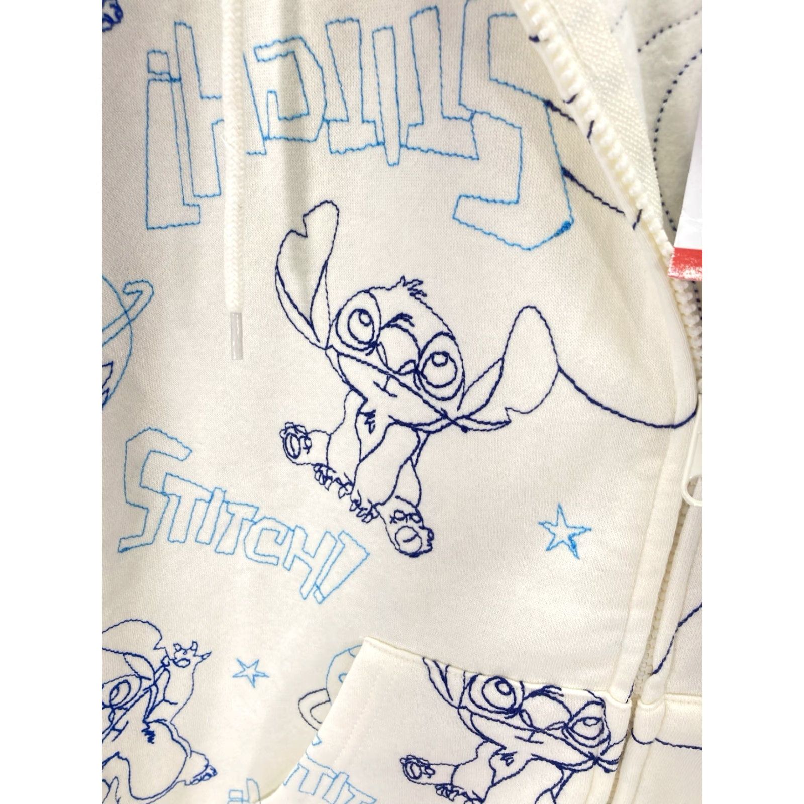 Disney Disney Stitch Hoodie Sweatshirt Women XS Ivory Full Zip AOP Embroidered NWT Size XS / US 0-2 / IT 36-38 - 4 Thumbnail