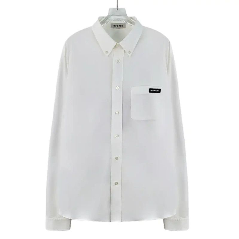 Miu Miu Miu Miu Women's White Cotton Shirt 0089 Size ONE SIZE - 1 Thumbnail