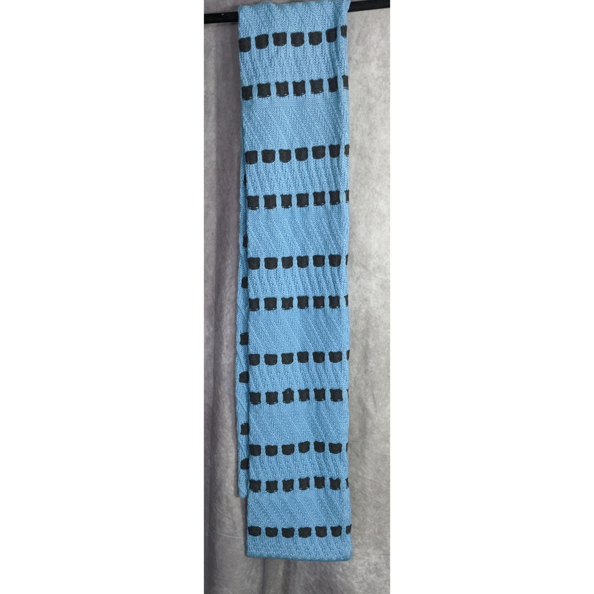 St. John St. John Sport By Marie Gray Blue Knit Scarf With Black Squa Size ONE SIZE - 4 Thumbnail
