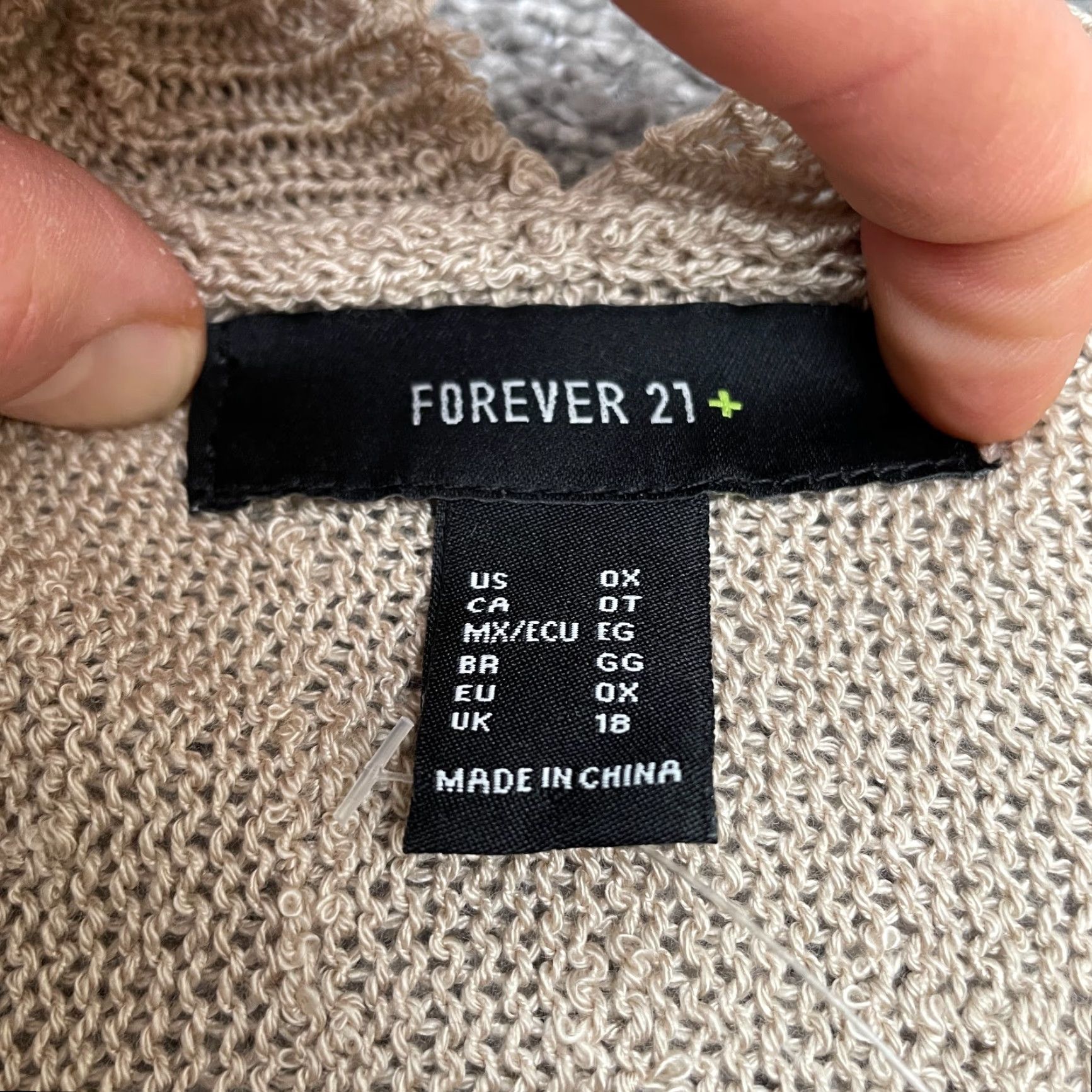 Forever 21 Forever 21 Open Cardigan Sweater Womens 0X Taupe Brown Knit Short Sleeve NWT Size XL / US 12-14 / IT 48-50 - 7 Thumbnail