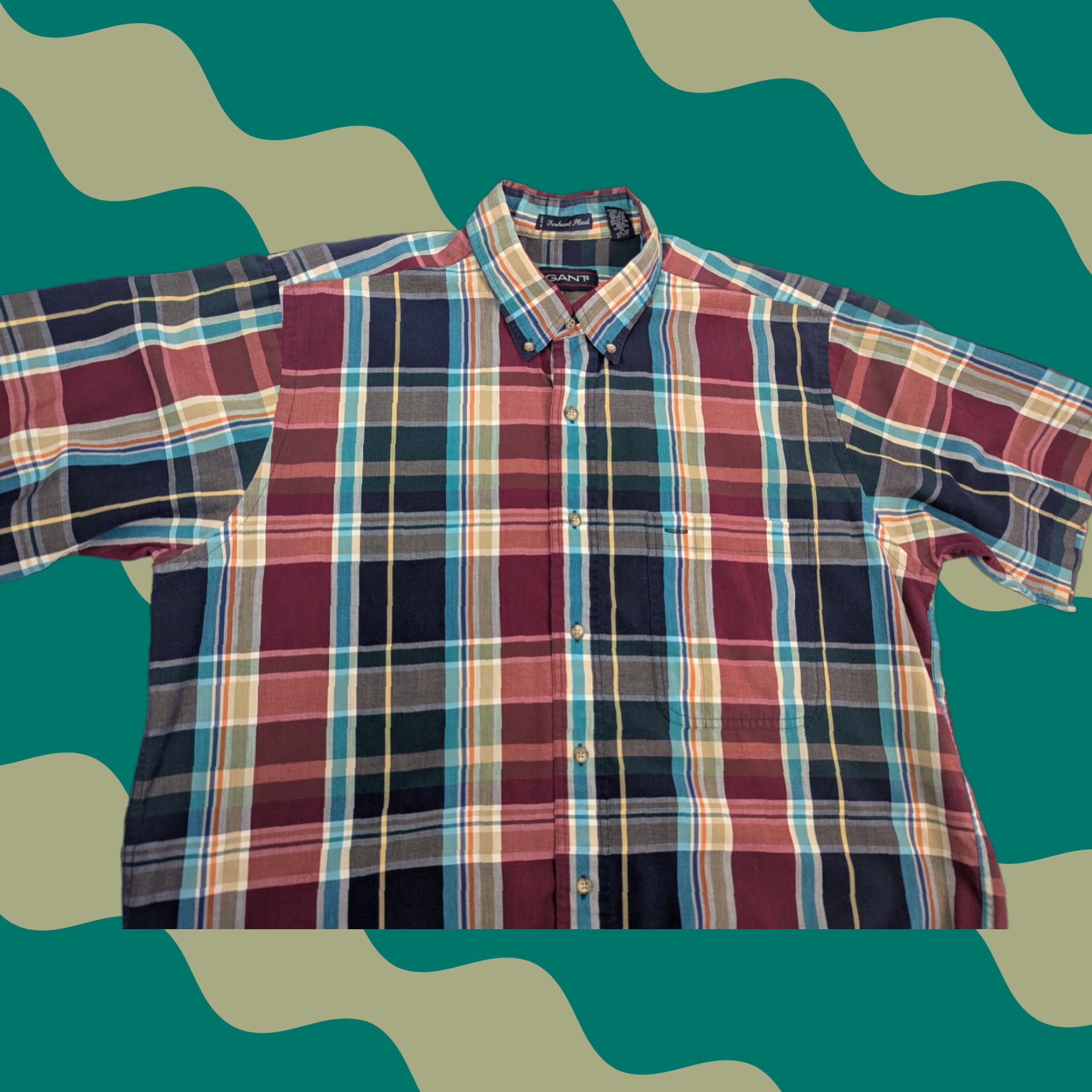 Gant GANT Shirt Men L Multicolor Plaid Short Sleeve Button-Up Vtg Foxhunt Button-Down Collar 90s Mens Size US L / EU 52-54 / 3 - 1 Thumbnail