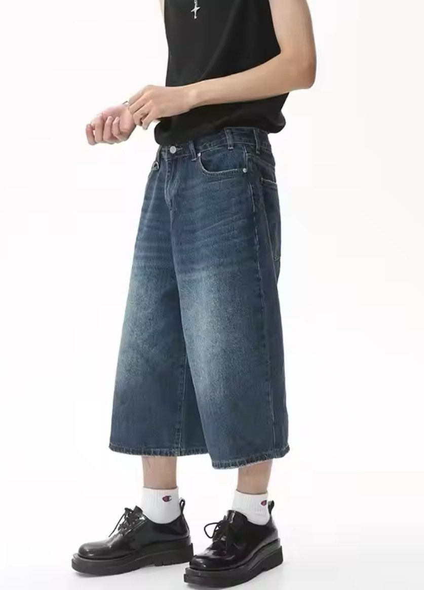 Designer × Japanese Brand Wide Leg Knee Length Shorts Denim Unisex Size US 31 - 2 Thumbnail