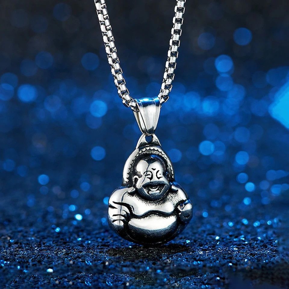Jewelry Buddha pendant sitting on a 50/60/70cm cuban chain Size ONE SIZE - 5 Thumbnail