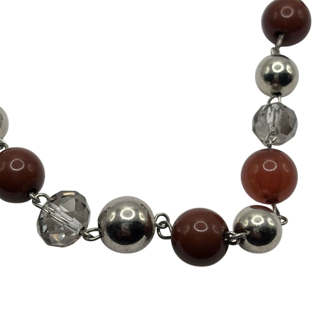 Other Brown & Silver Beaded Necklace Size ONE SIZE - 2 Thumbnail
