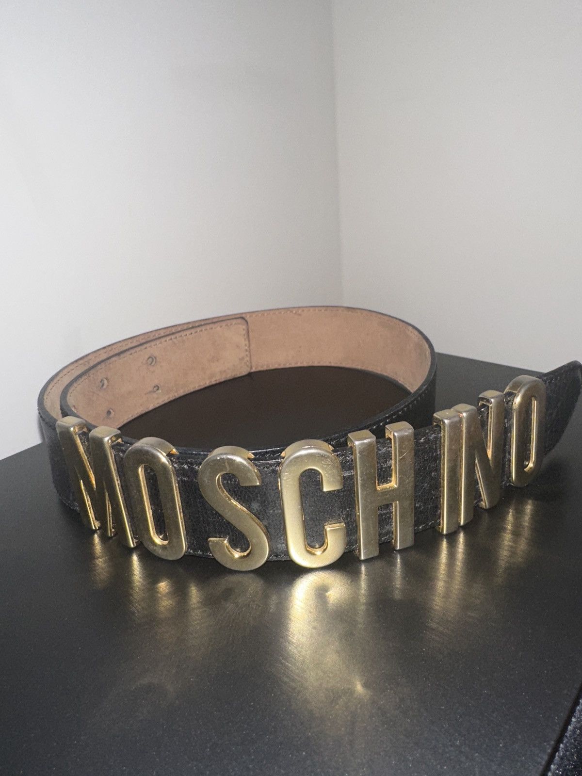 Moschino Moschino Vintage Leather Belt w Functional “O” Buckle – Rare Size ONE SIZE - 1 Thumbnail