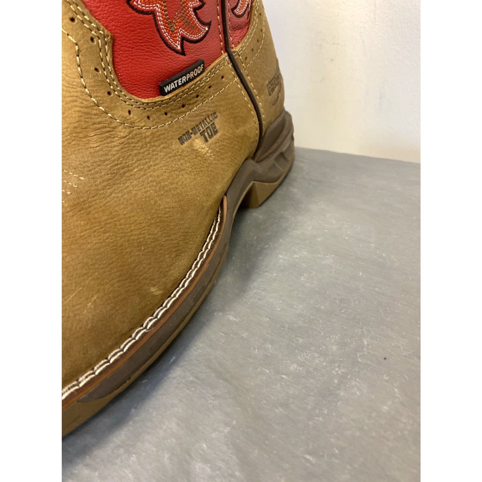 Doublet VINTAGE Double H Phantom Rider Work Boots Men’s 11 Wide Square Toe Leather Brown Red Embroidery Size US 11 / EU 44 - 6 Thumbnail