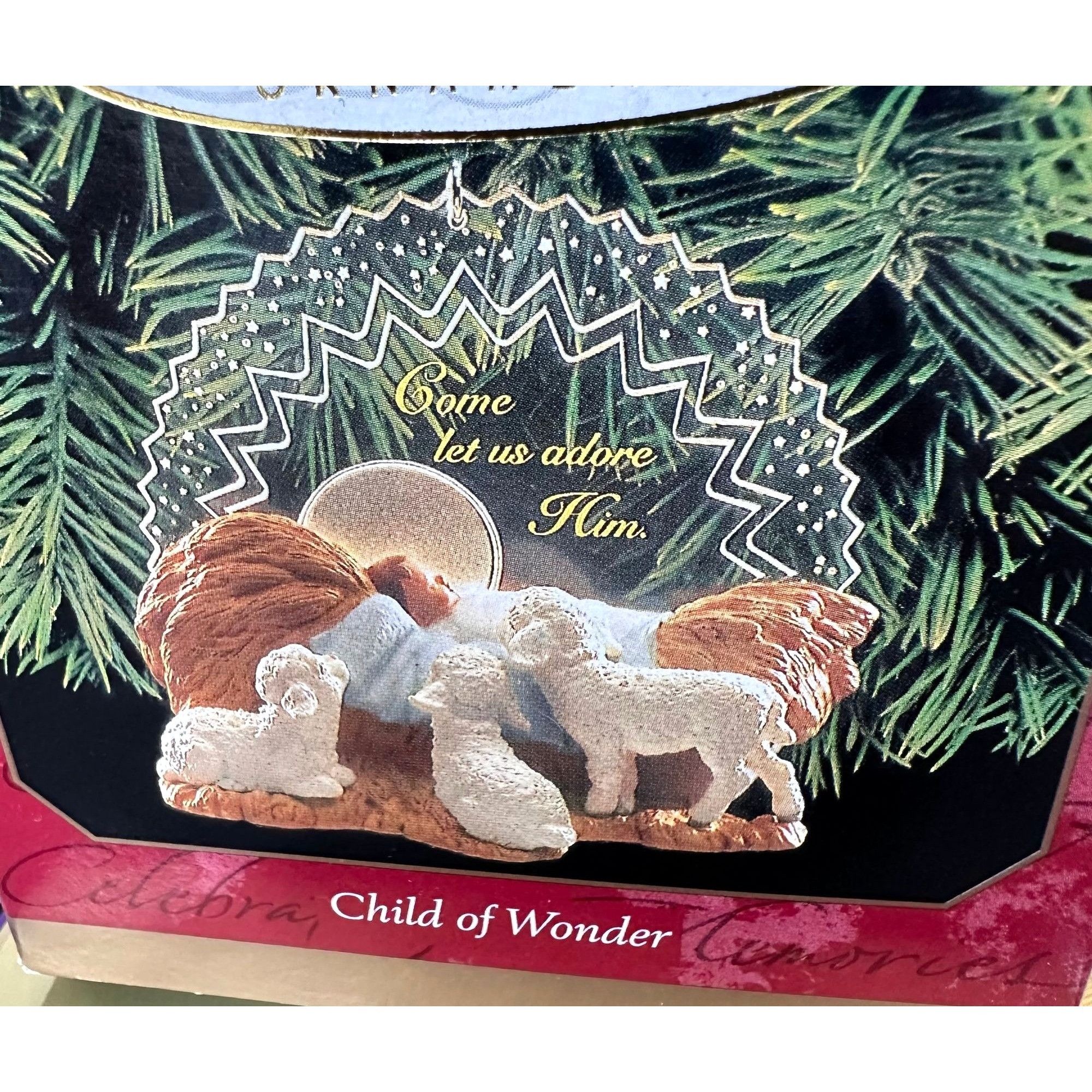Vintage Hallmark Child of Wonder Christmas Ornament 1999 Manger Baby Size ONE SIZE - 2 Thumbnail