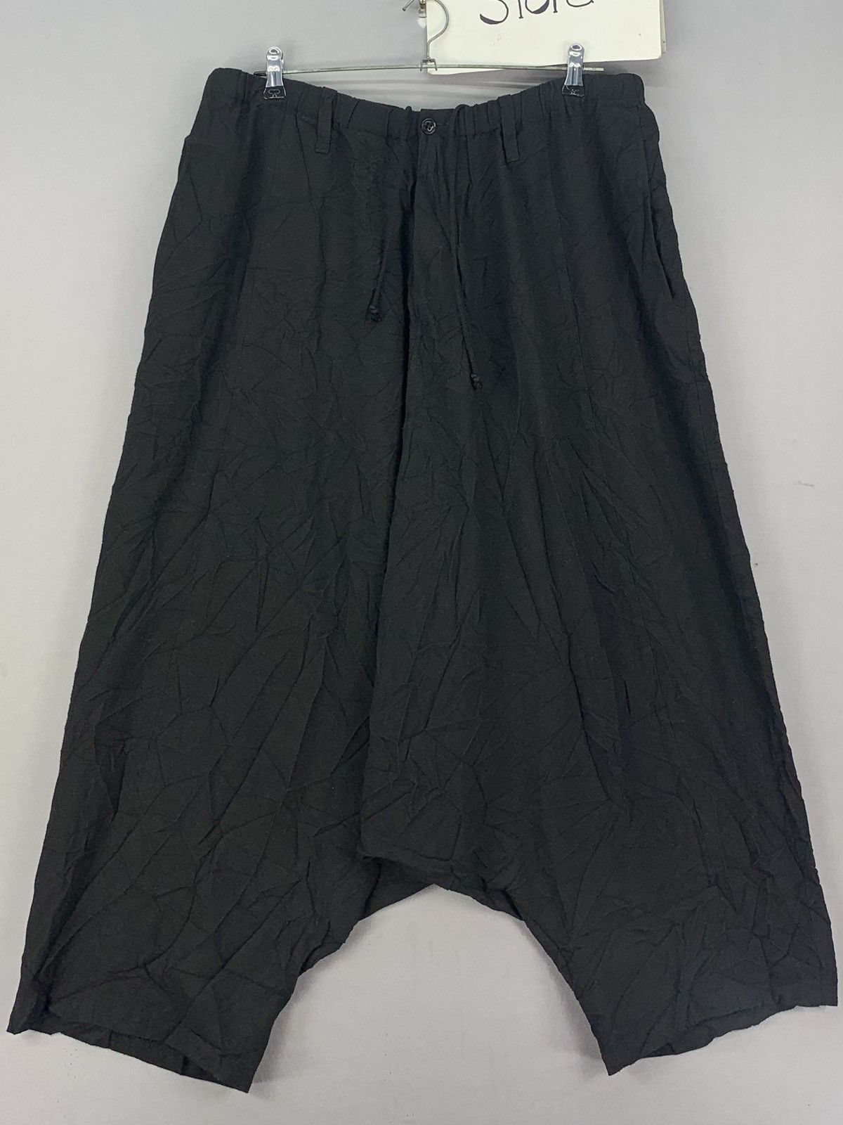 Designer × Yohji Yamamoto Yohji Yamamoto Pour Homme Drop Crotch Wrinkled Sarouel Pants Size US 36 / EU 52 - 2 Thumbnail