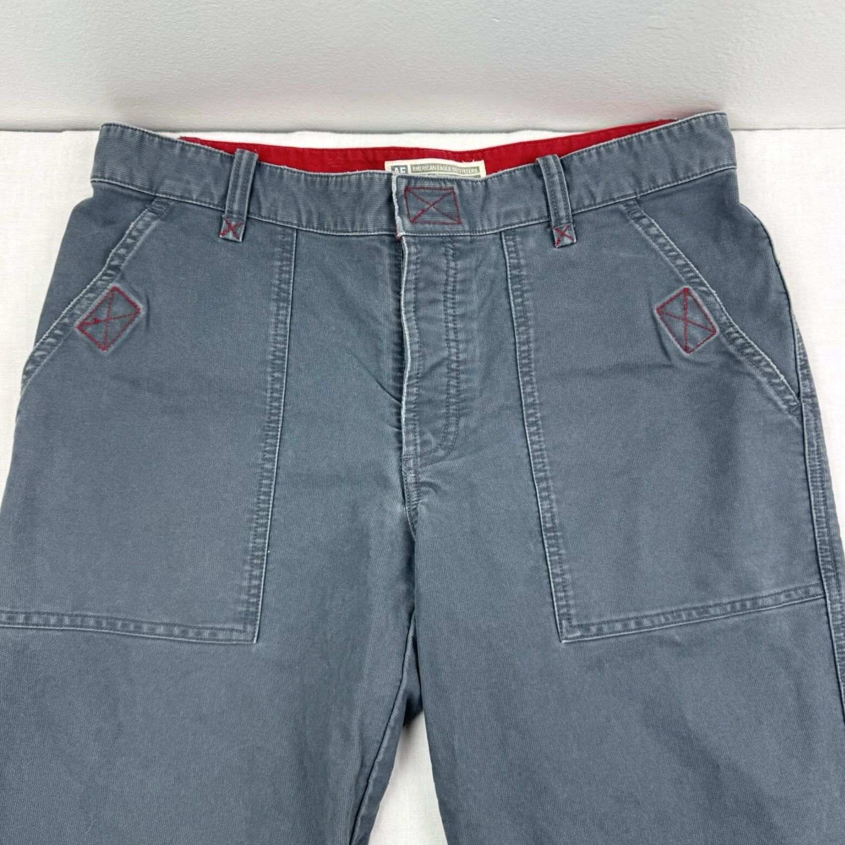 American Eagle Outfitters VINTAGE American Eagle Womens Pants 6 Gray Casual High Rise Straight Y2K Army 90s Size 28" / US 6 / IT 42 - 3 Thumbnail