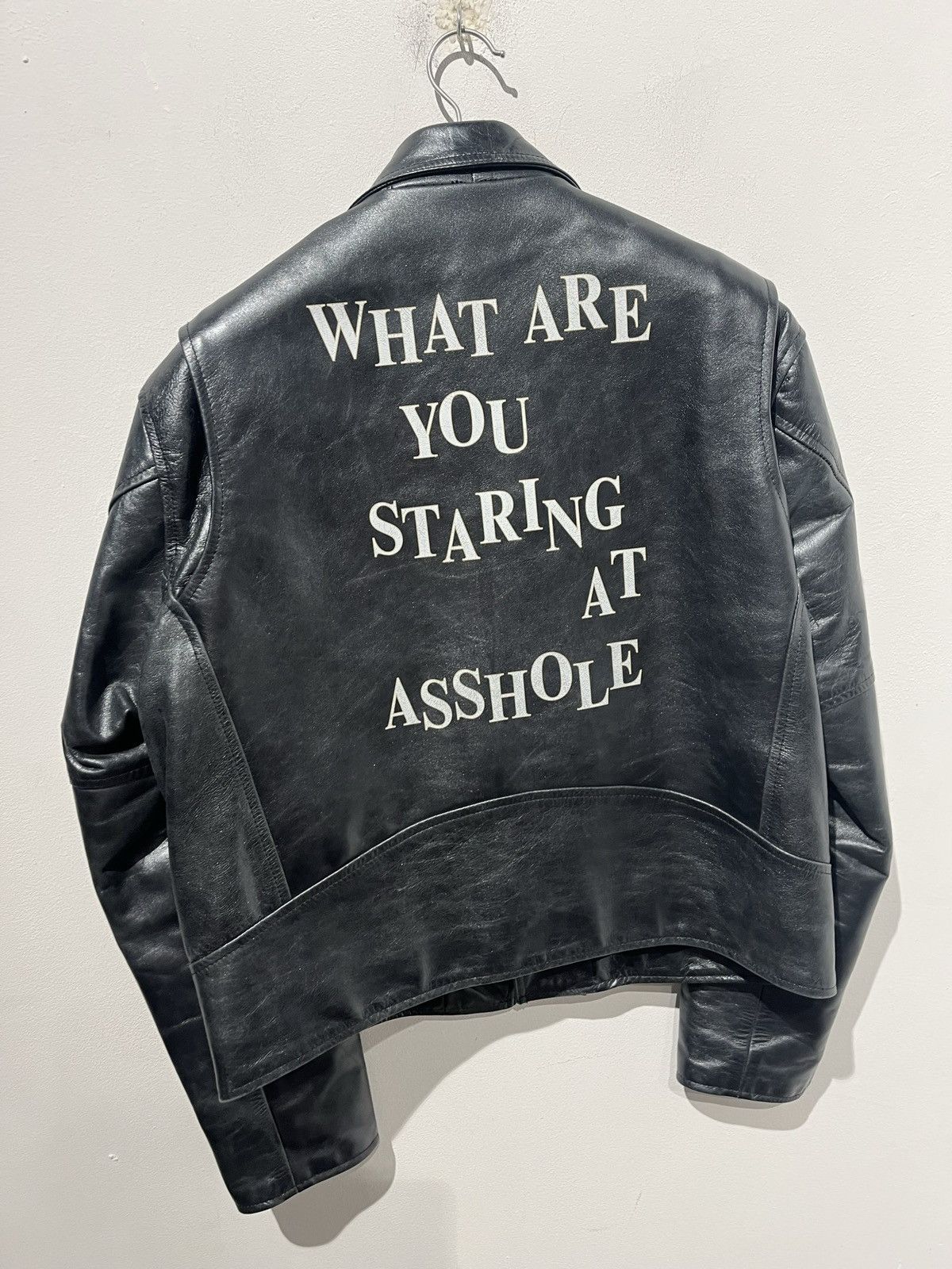 Pre-owned Enfants Riches Deprimes Erd What Are You Staring At Asshole Leather Jacket In Black