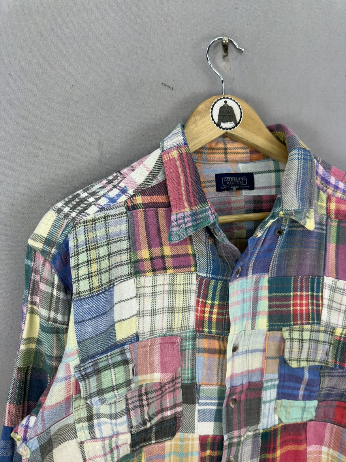 Japanese Brand Patchwork Flannel Shirt Button Up by Catherine Museum Size US L / EU 52-54 / 3 - 2 Thumbnail