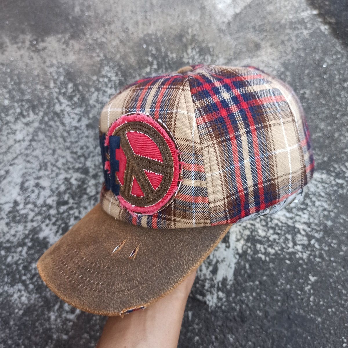 14th Addiction SICK,, peace hat grunge distressed with leather visor Size ONE SIZE - 3 Thumbnail
