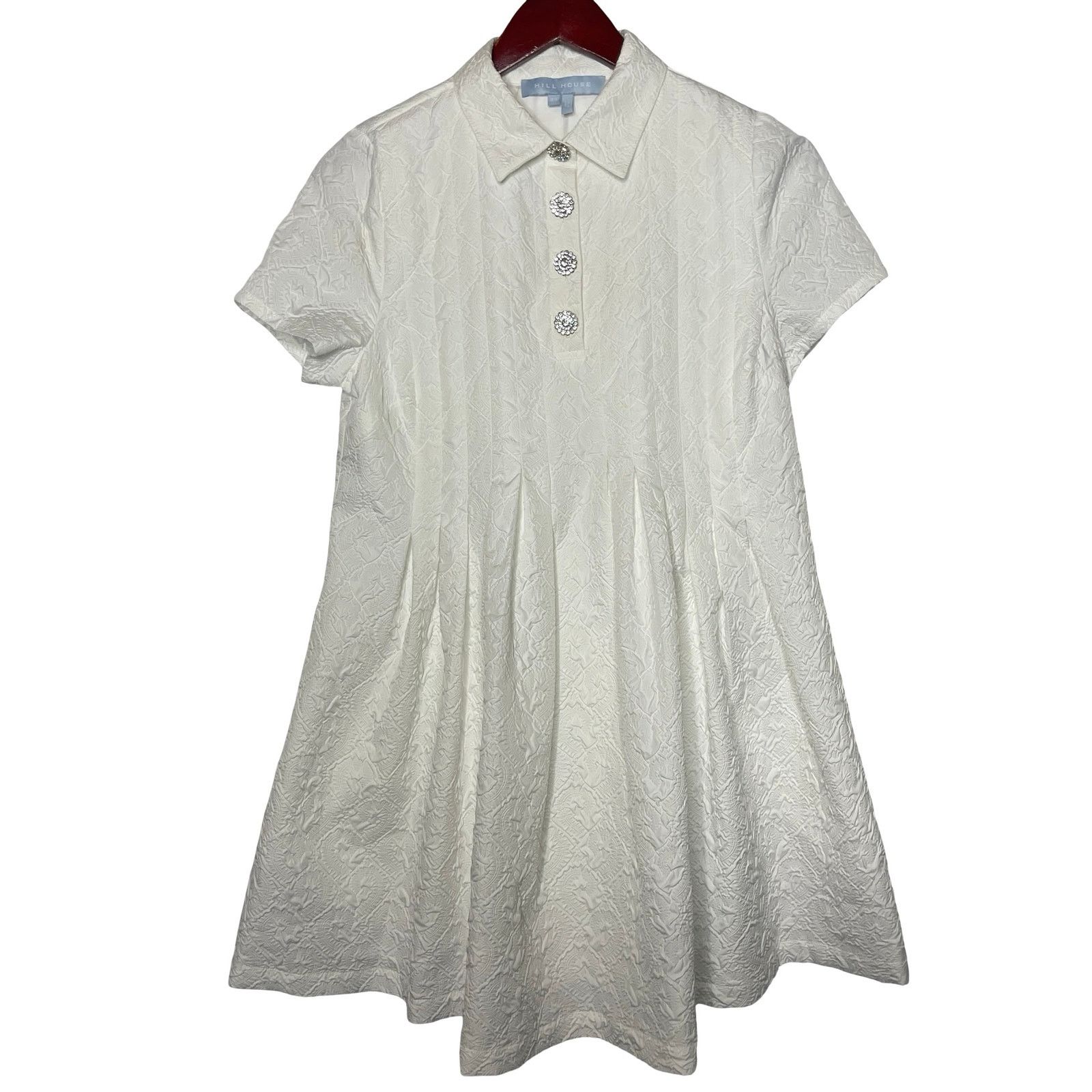 Hill House Hill House Rosalind White Jacquard Rhinestone Button Dress Size XS / US 0-2 / IT 36-38 - 2 Thumbnail