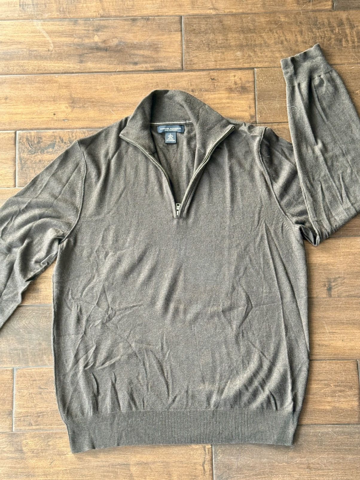 Banana Republic Banana Republic Silk Cashmere 1/4 Zip Sweater Size L – Brown Size US L / EU 52-54 / 3 - 9 Thumbnail