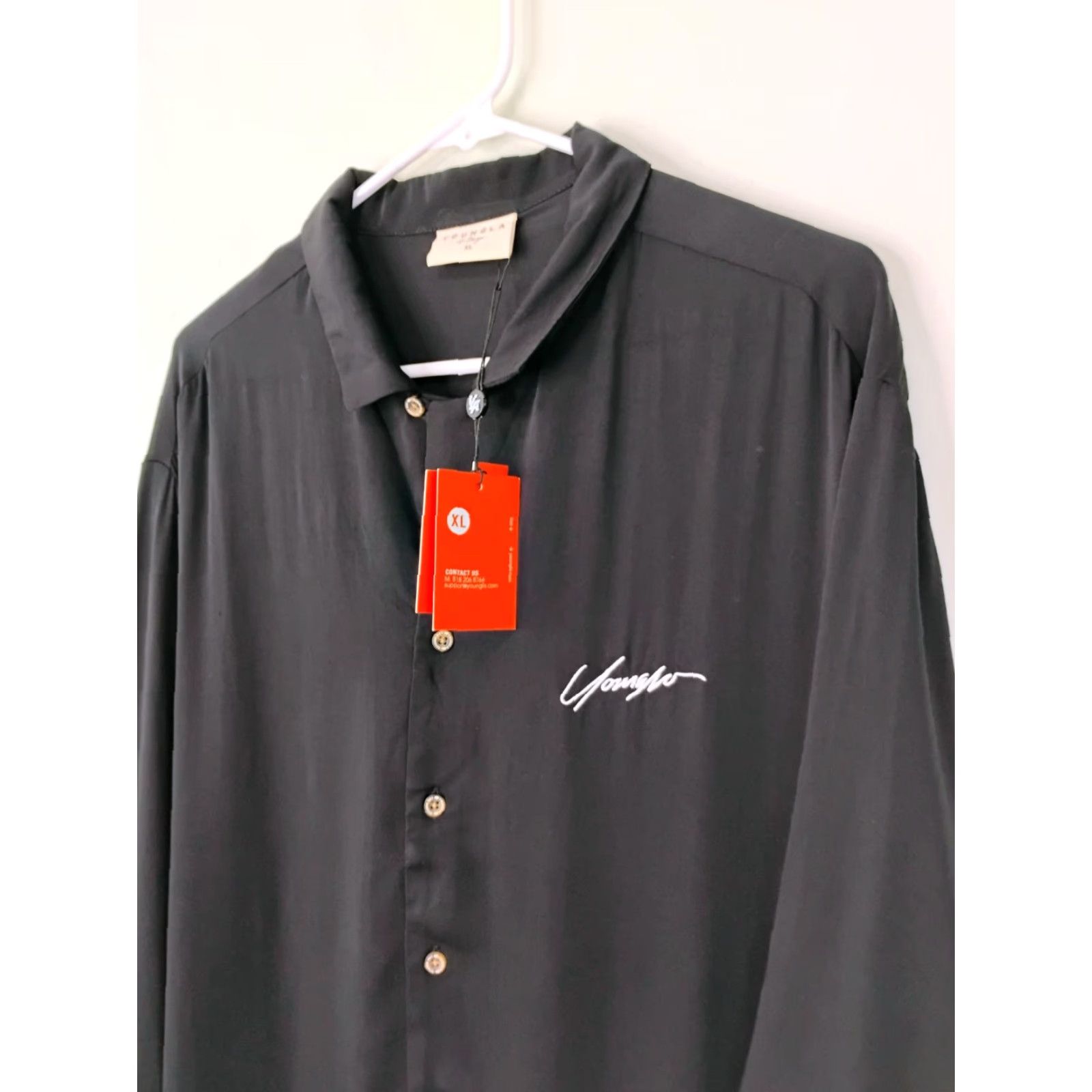 YoungLA Youngla Milano Short Sleeve Button Up Casual Shirt XL Viscose Black Size US XL / EU 56 / 4 - 3 Thumbnail
