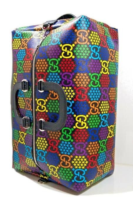 image of Gucci GG Web Monogram Logo Black Psychedelic Duffle Bag, Women's