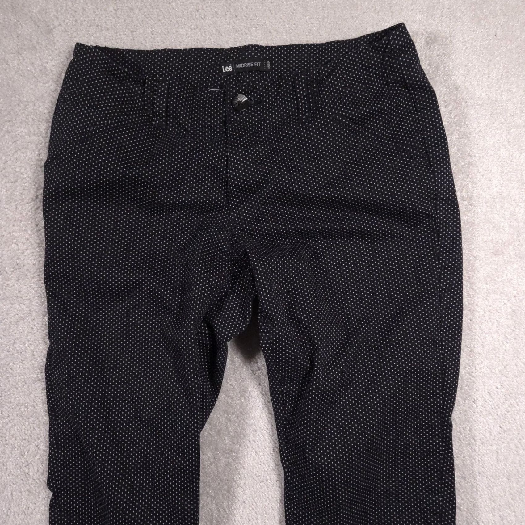 Lee Lee Pants Womens 10 Black White Polka Dot Midrise Stretch Ankle Cropped Pants Mens? Womens, 10, Black, Polka Dot, Lee, Zipper, Pockets Size 32" / US 10 / IT 46 - 4 Thumbnail