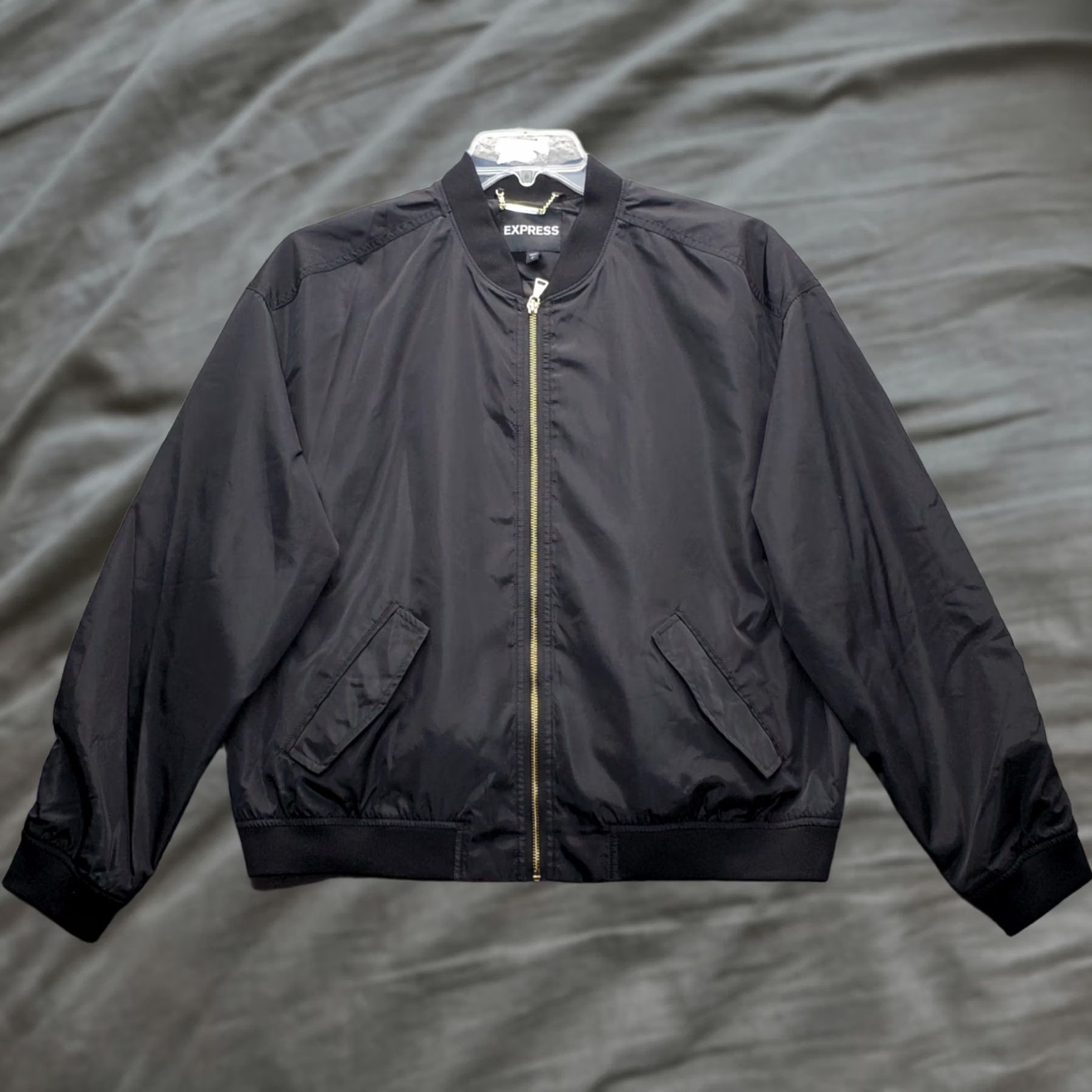 Express Express Bomber Jacket Women Large Black Windbreaker Long Sleeve Outdoor Full Zip Size L / US 10 / IT 46 - 1 Thumbnail