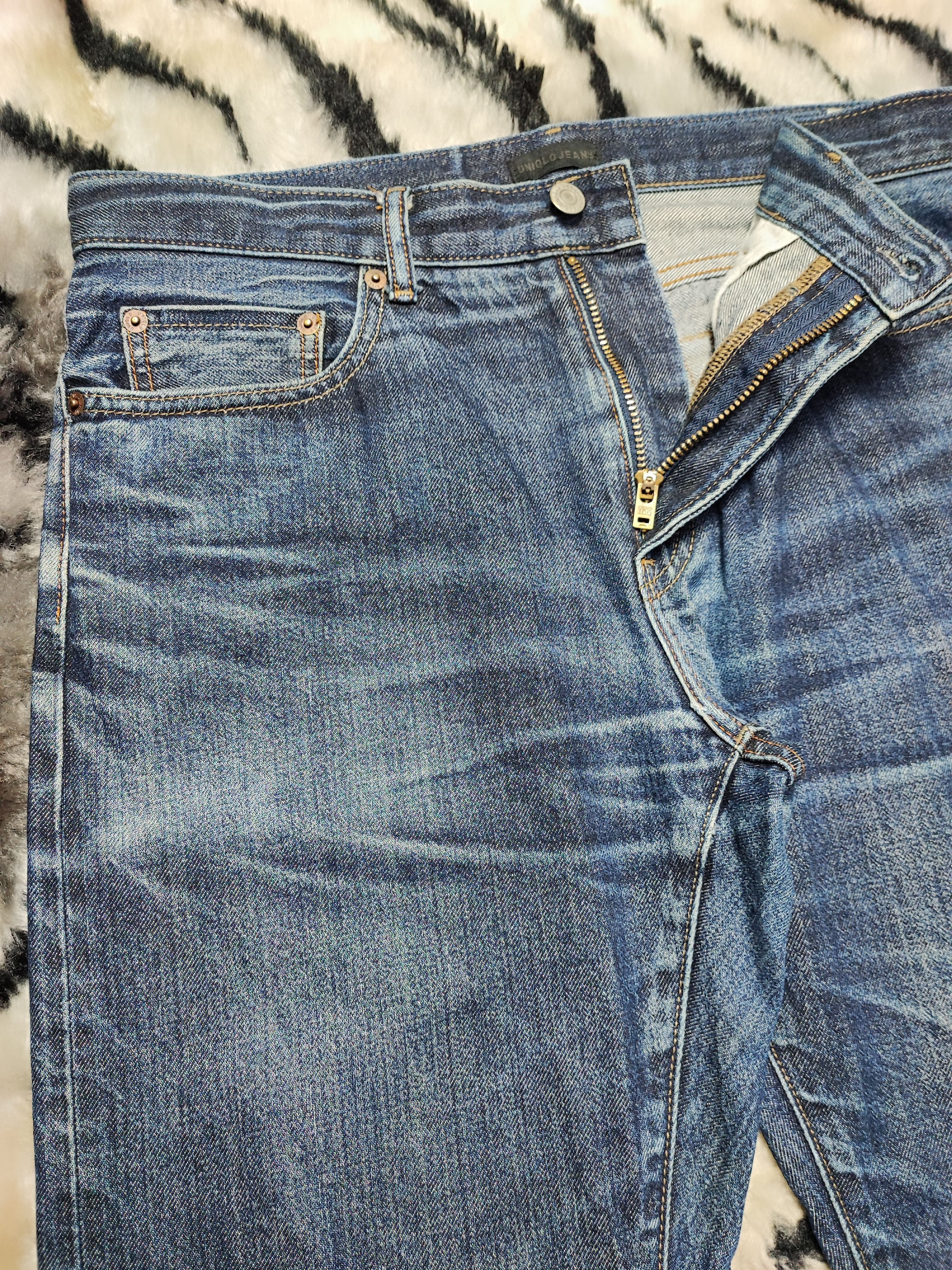 Uniqlo Selvedge Vintage y2k grunge faded blue skater baggy jeans Size US 32 / EU 48 - 7 Thumbnail