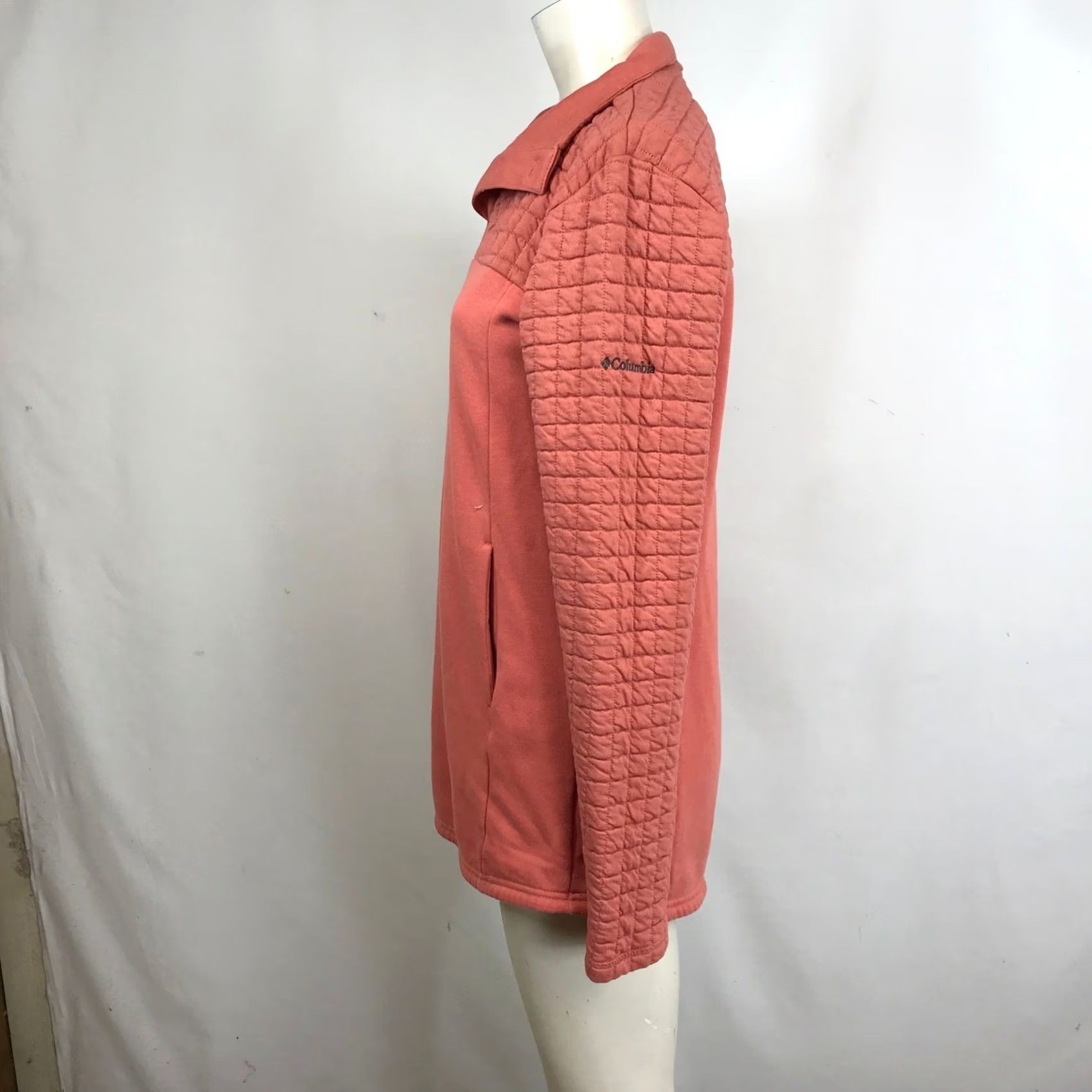 Pinko Columbia Pullover Sweater Collared Long Sleeve Quilted Quarter Zip Casual Coral Pink S Womens Size S / US 4 / IT 40 - 6 Thumbnail