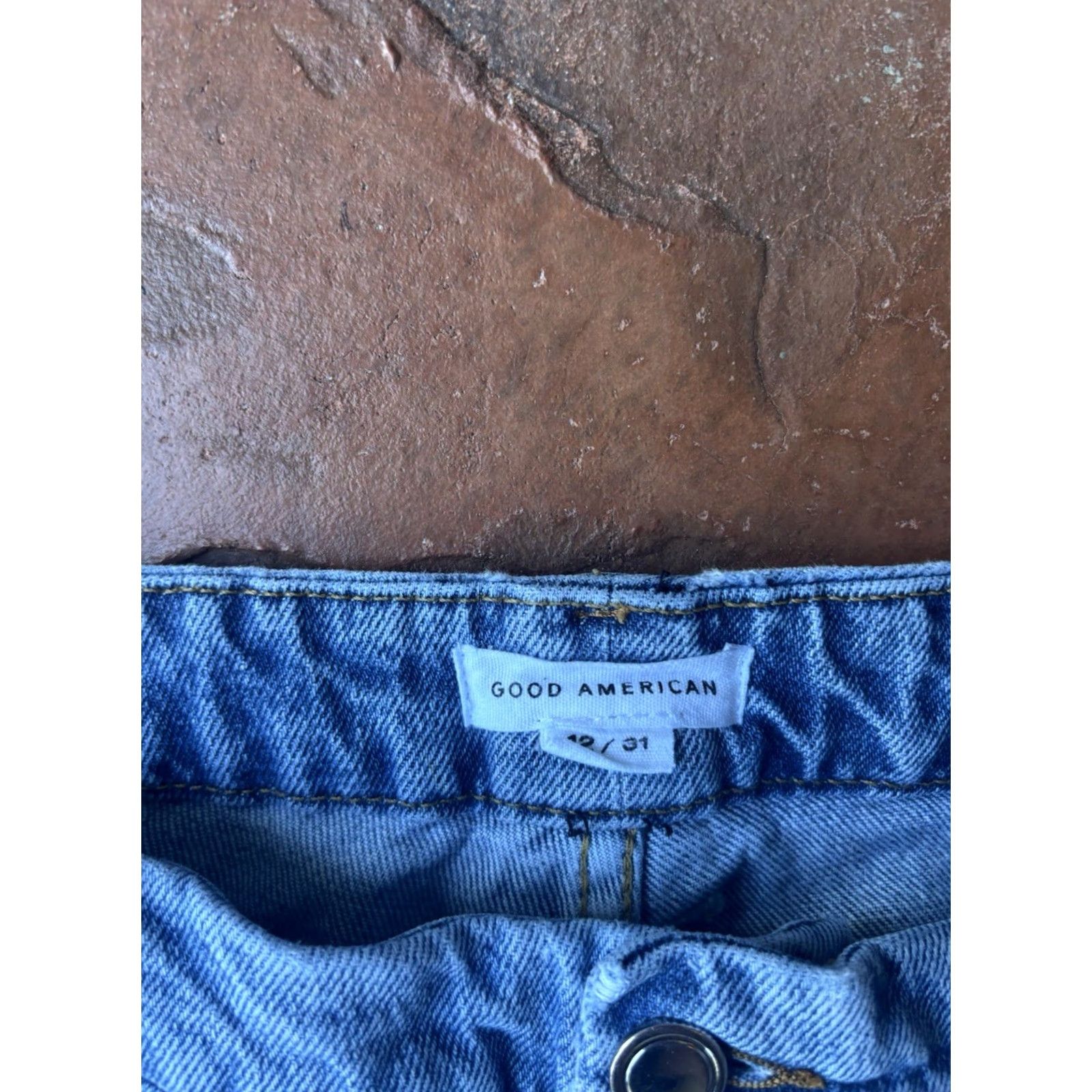 Good American Good American Denim Jeans Women’s 12 Straight Leg Distressed Jeans Blue 5-Pocket Regular Mens? Size 34" / US 12 / IT 48 - 2 Thumbnail