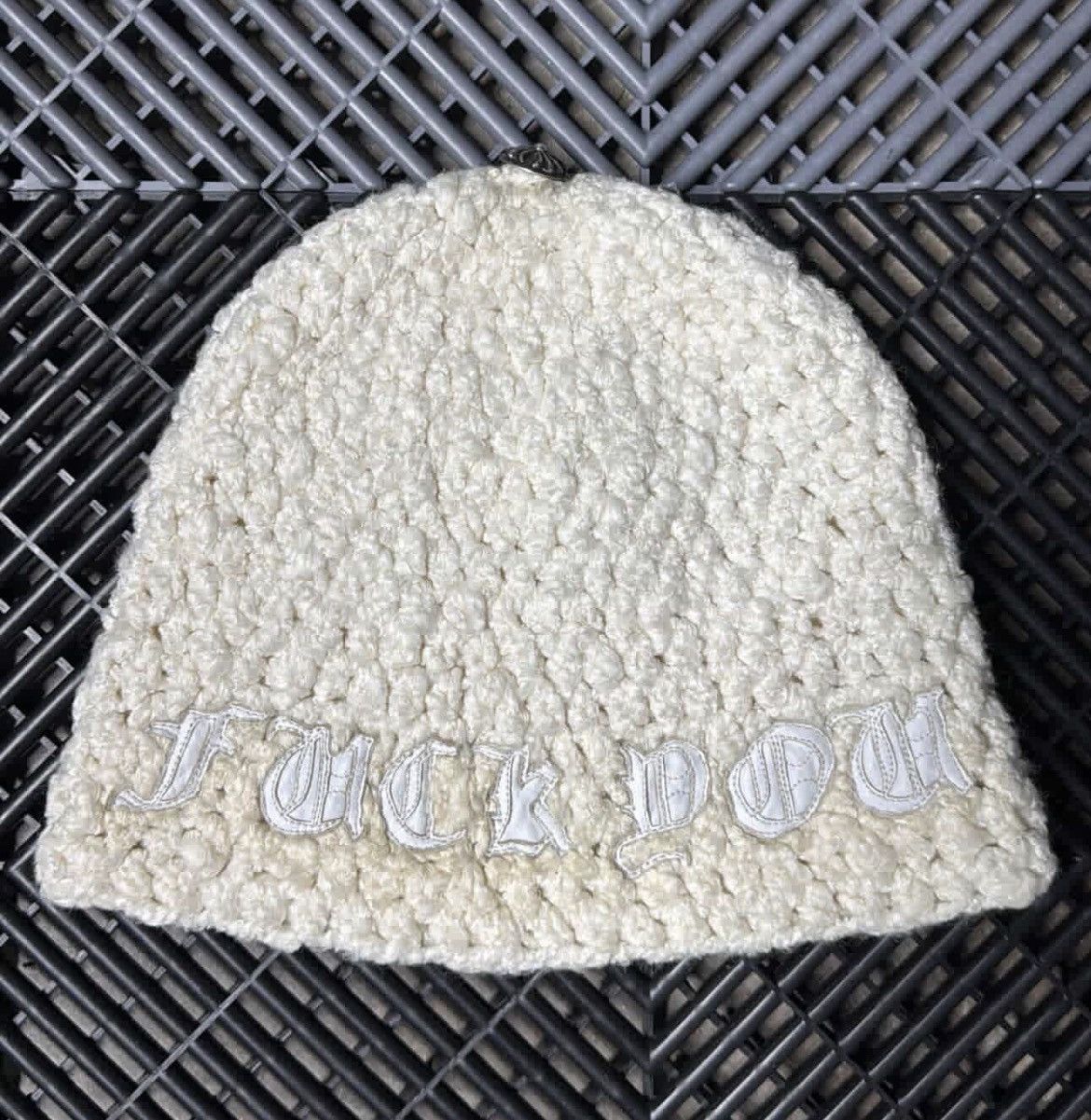 Chrome Hearts Chrome hearts fuck you patch knit beanie white very rare Size ONE SIZE - 1 Thumbnail
