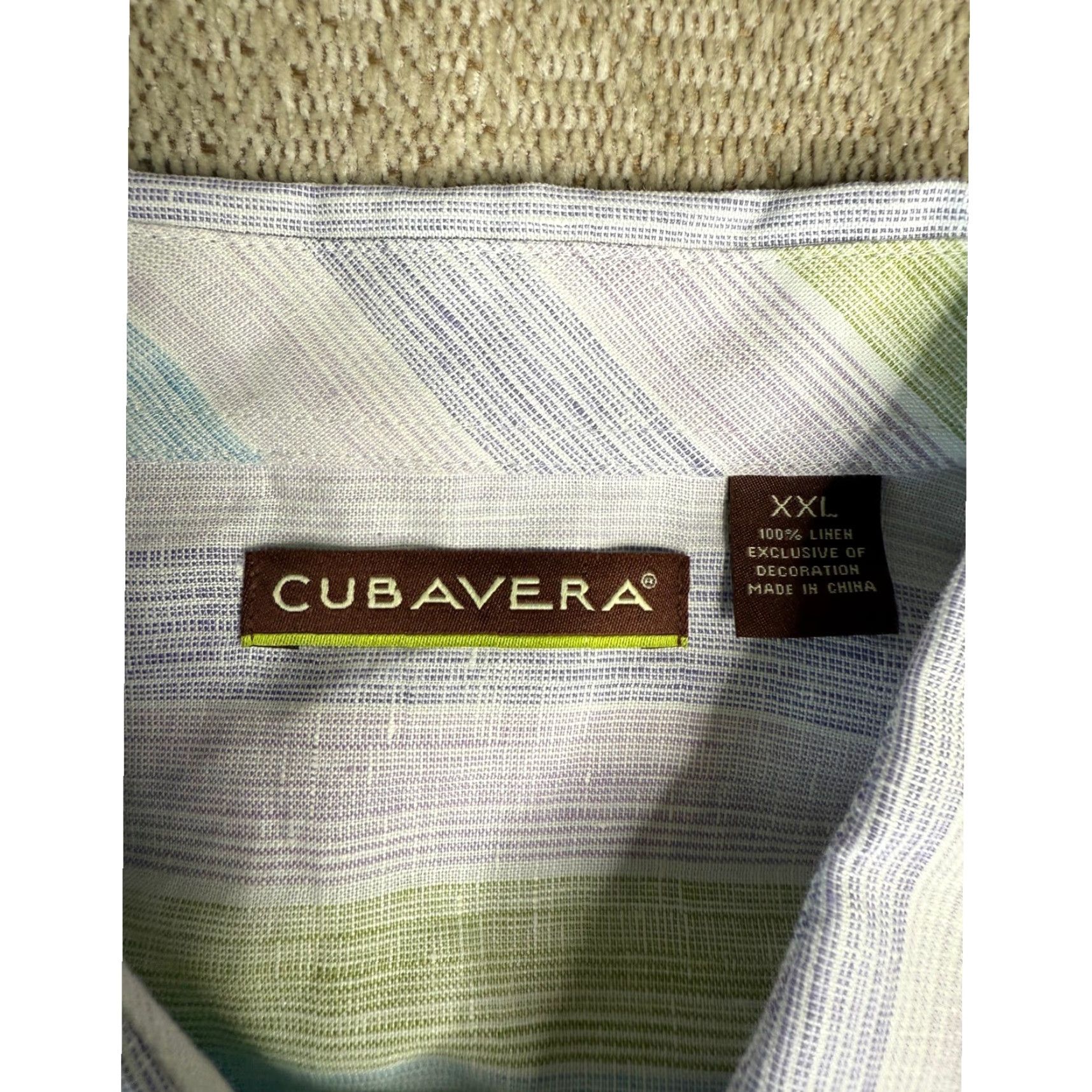 Cubavera VINTAGE Cubavera XXL Mens Linen Short Sleeve Button-Down Striped Casual Shirt Size US XXL / EU 58 / 5 - 2 Thumbnail