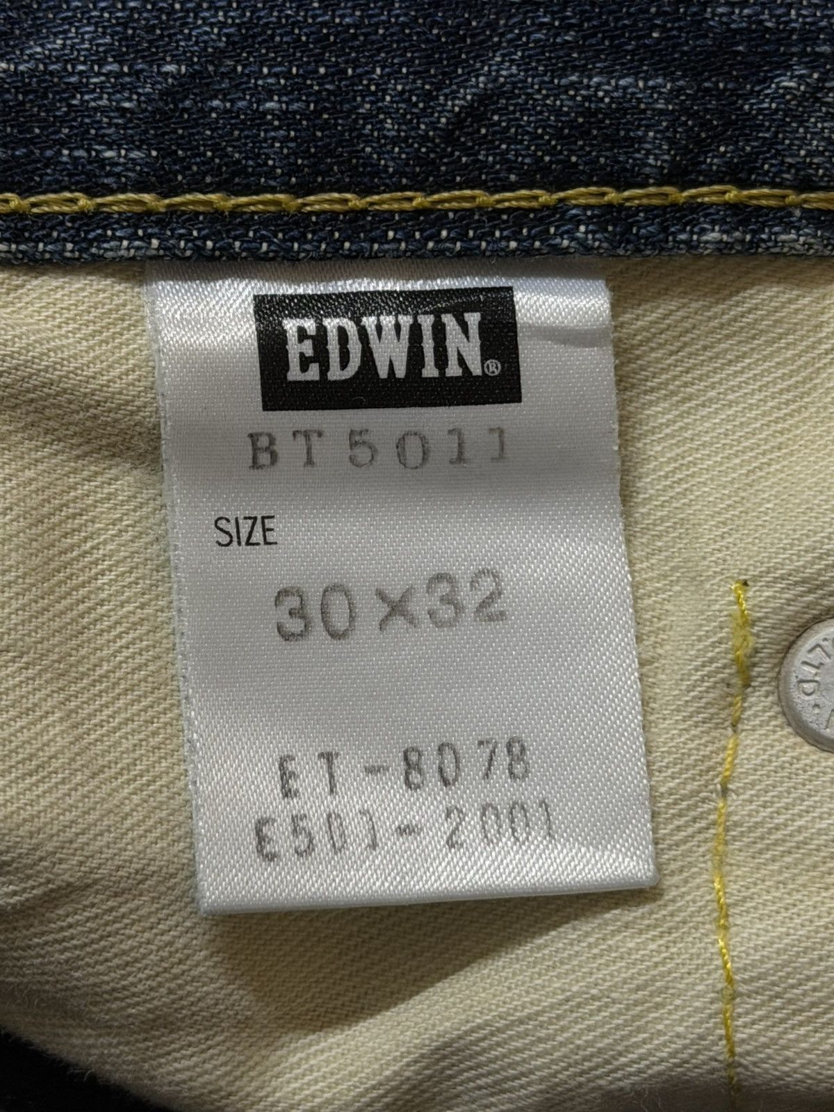 Edwin Vintage 90s Edwin 503 Mud Wash Faded Distress Wide Leg Baggy Size US 31 - 7 Thumbnail