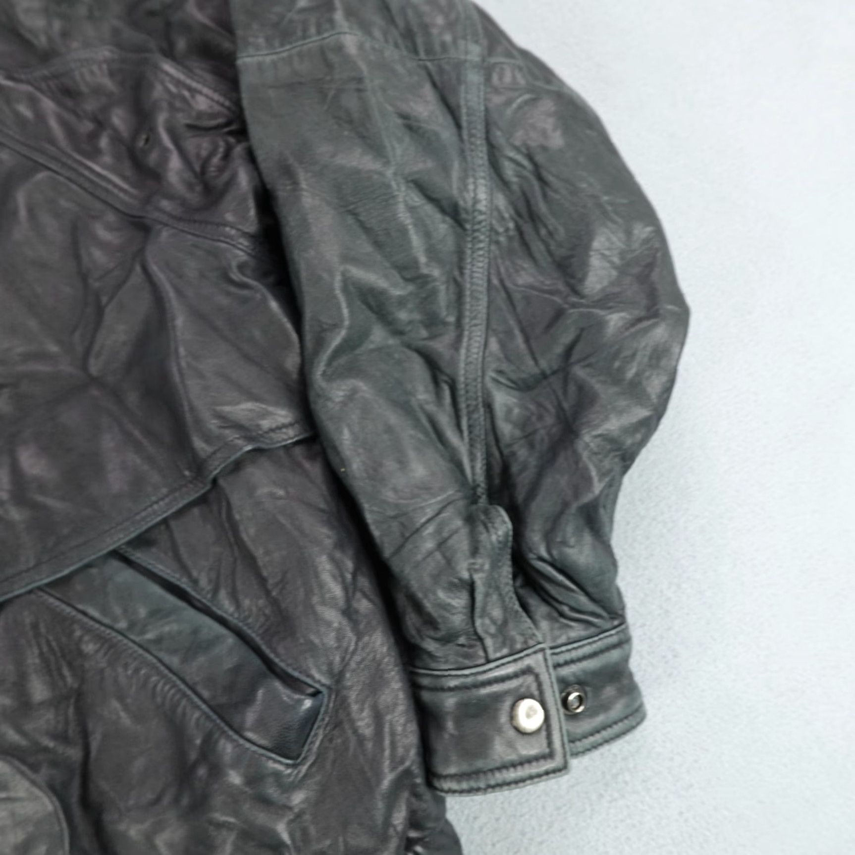 Vintage VINTAGE Marc New York Jacket Mens XL Tall Black Genuine Leather Coat Zip Snap Up 90s Biker Mens Size US XL / EU 56 / 4 - 5 Thumbnail
