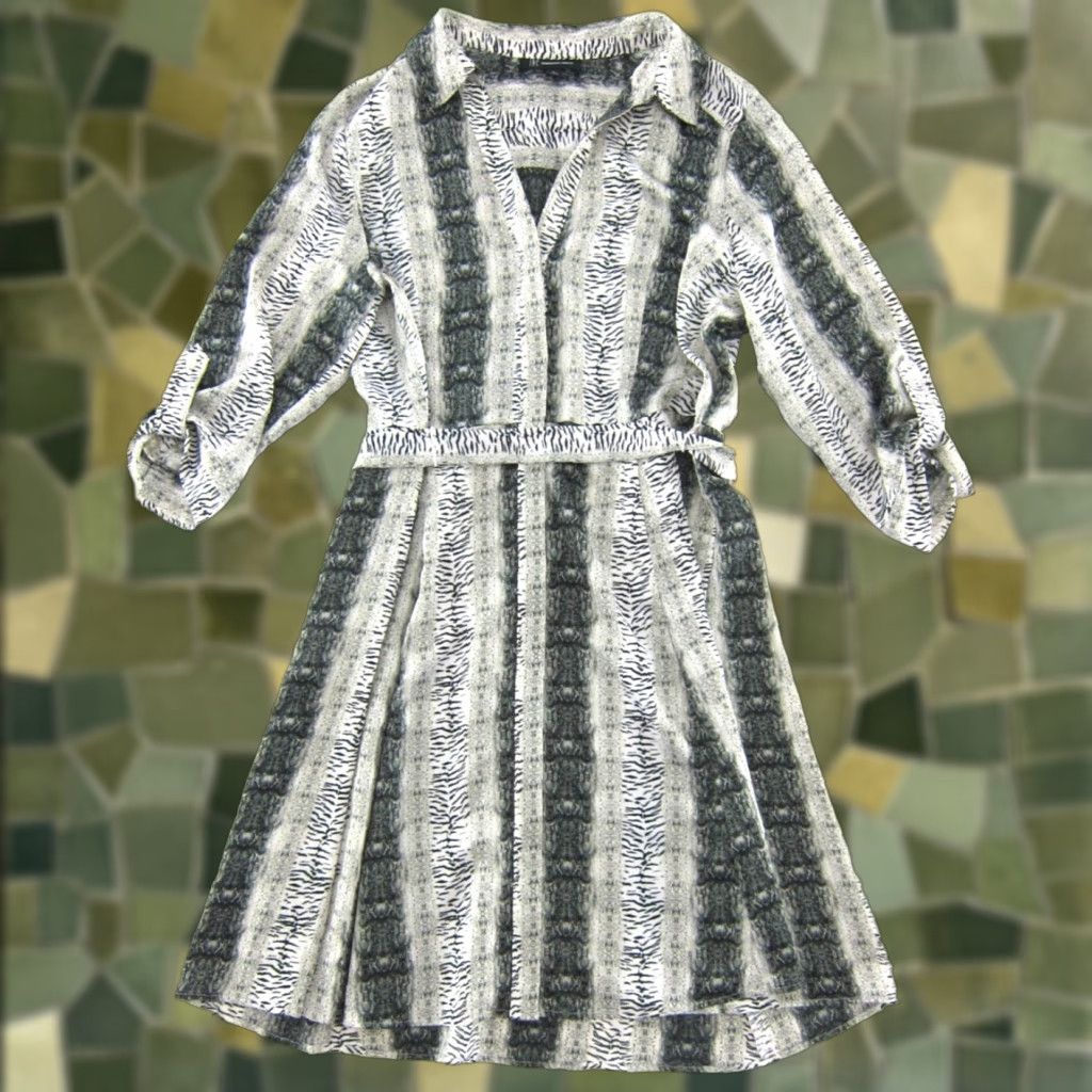 Vintage INC International Concepts Grey Snake Print Shirt Dress Button Up 3/4 Sleeve 14 Size XL / US 12-14 / IT 48-50 - 1 Thumbnail