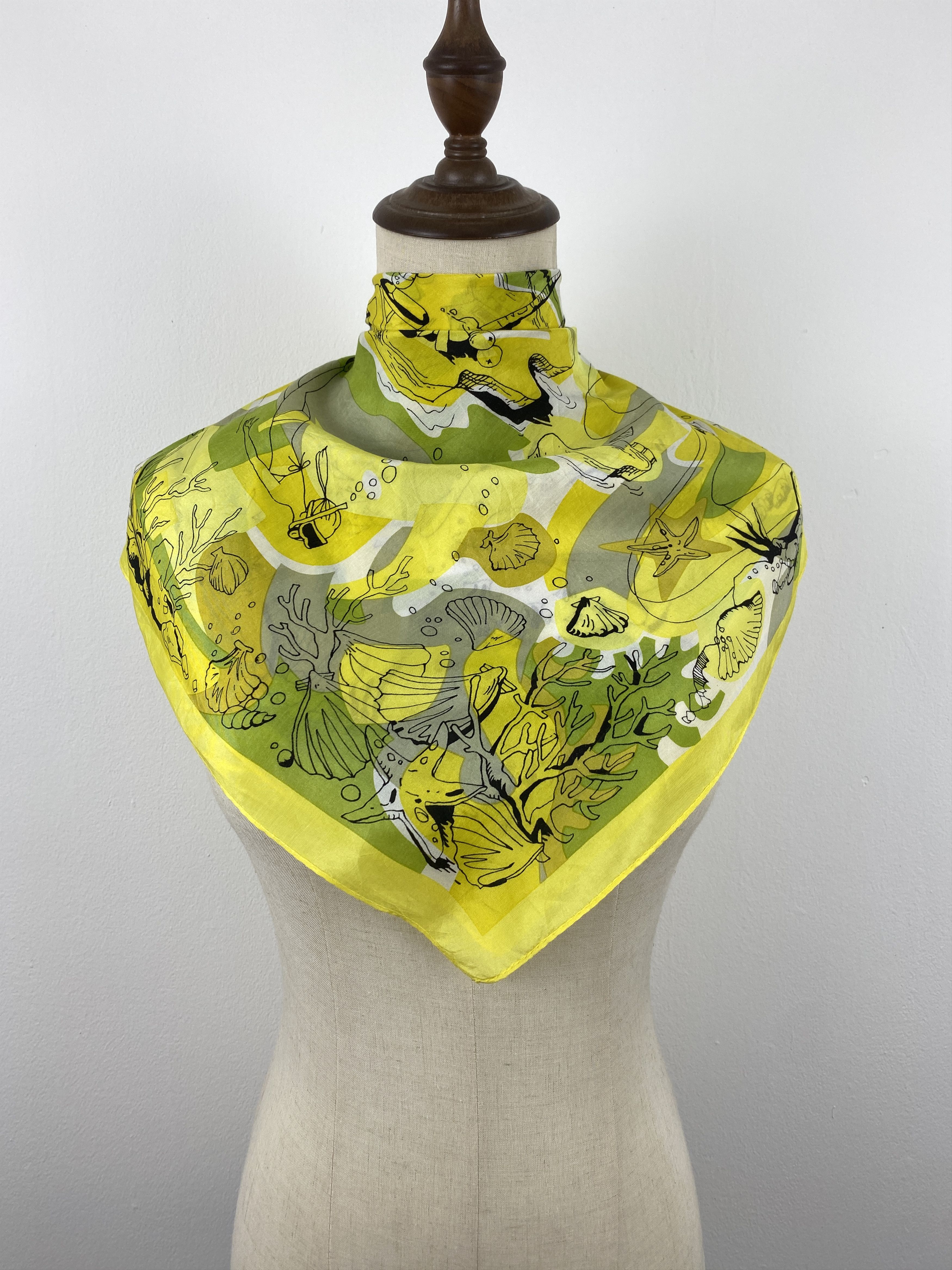 Japanese Brand Vintage Japanese Brand Deep Ocean Silk Scarf SN0134 Size ONE SIZE - 2 Thumbnail