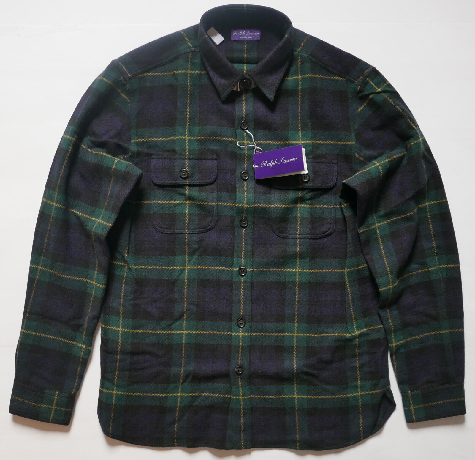Ralph Lauren Purple Label Shirt Green Tartan Plaid NWT L