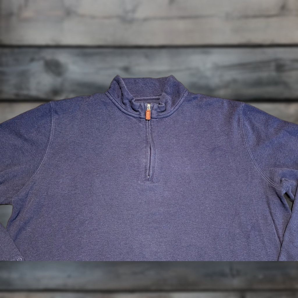 johnnie-O Johnnie-O Quarter Zip Pullover Cotton Sweater Heather Navy Sz L Pullover Regular Knit 1/4 Zip Mens Standing Logo Golf Preppy Classic Outdoor Size US L / EU 52-54 / 3 - 1 Thumbnail