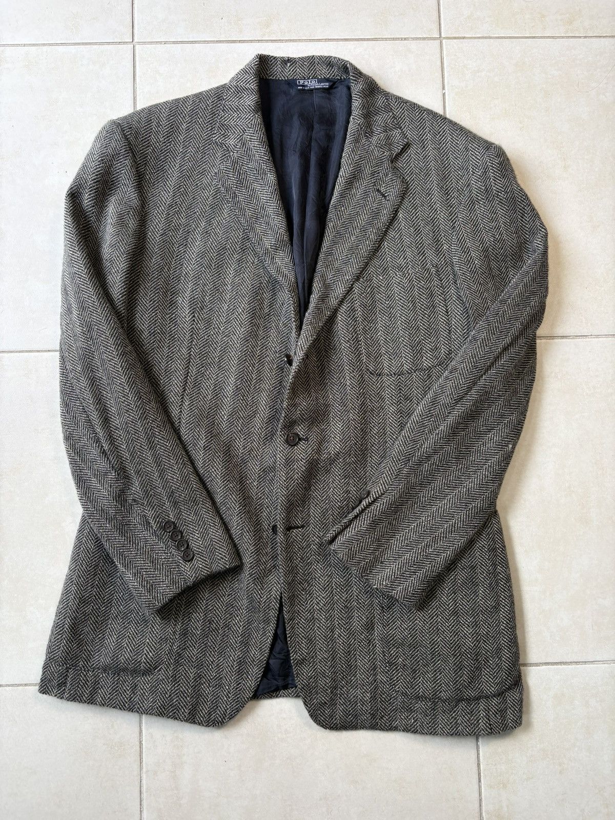 Polo Ralph Lauren Herringbone Tweed Blazer Ralph Lauren Men 42R Vintage USA Size 42R - 1 Thumbnail
