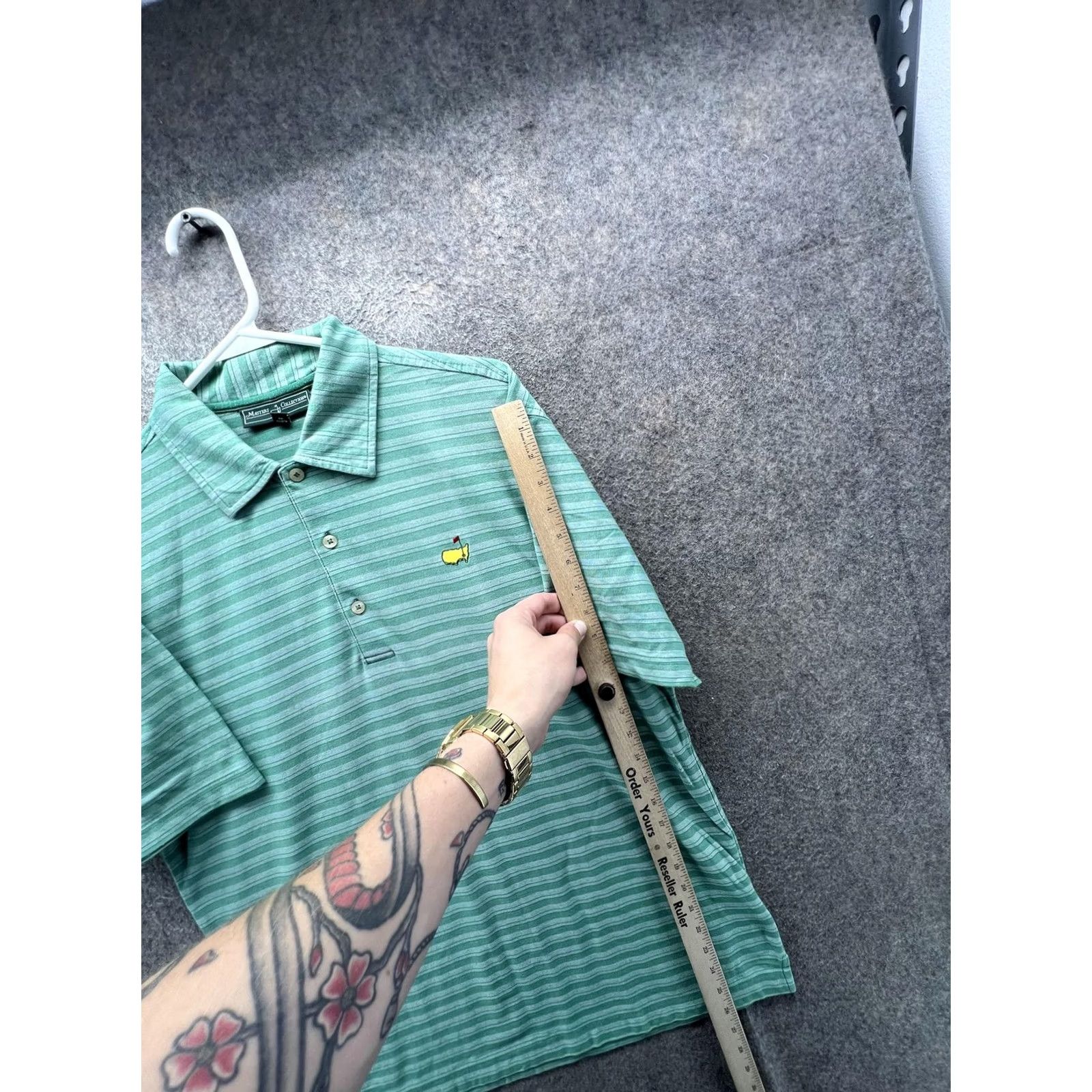 Vintage VINTAGE Masters Collection Golf Polo Shirt Mens L Green Stripe Augusta National Logo Size US L / EU 52-54 / 3 - 4 Thumbnail