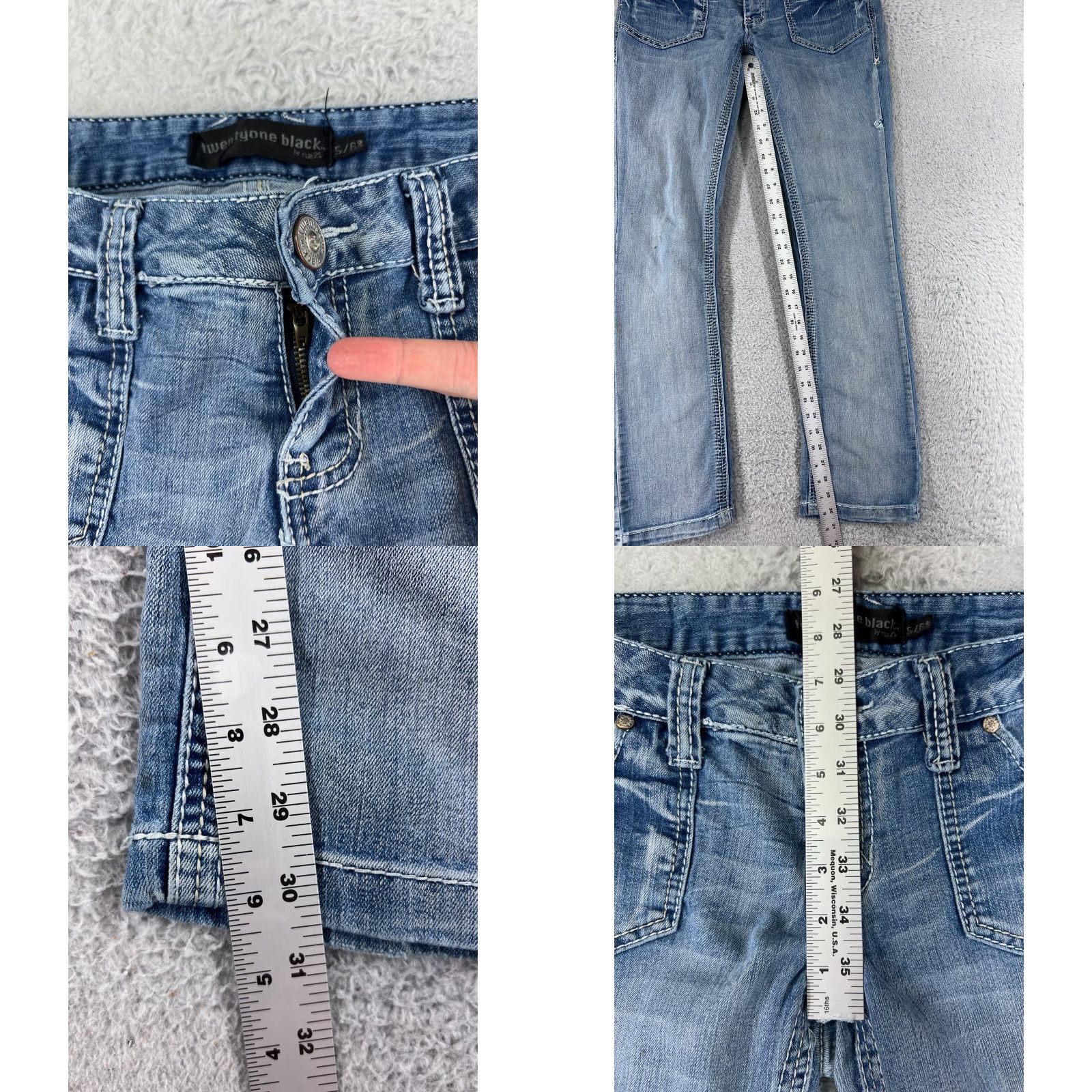 Vintage VINTAGE? No. Rue 21 Jeans Women Bootcut Denim 29x30 Blue Distressed Low Rise 7 Regular Womens Jeans 90s? Size 28" / US 6 / IT 42 - 8 Thumbnail
