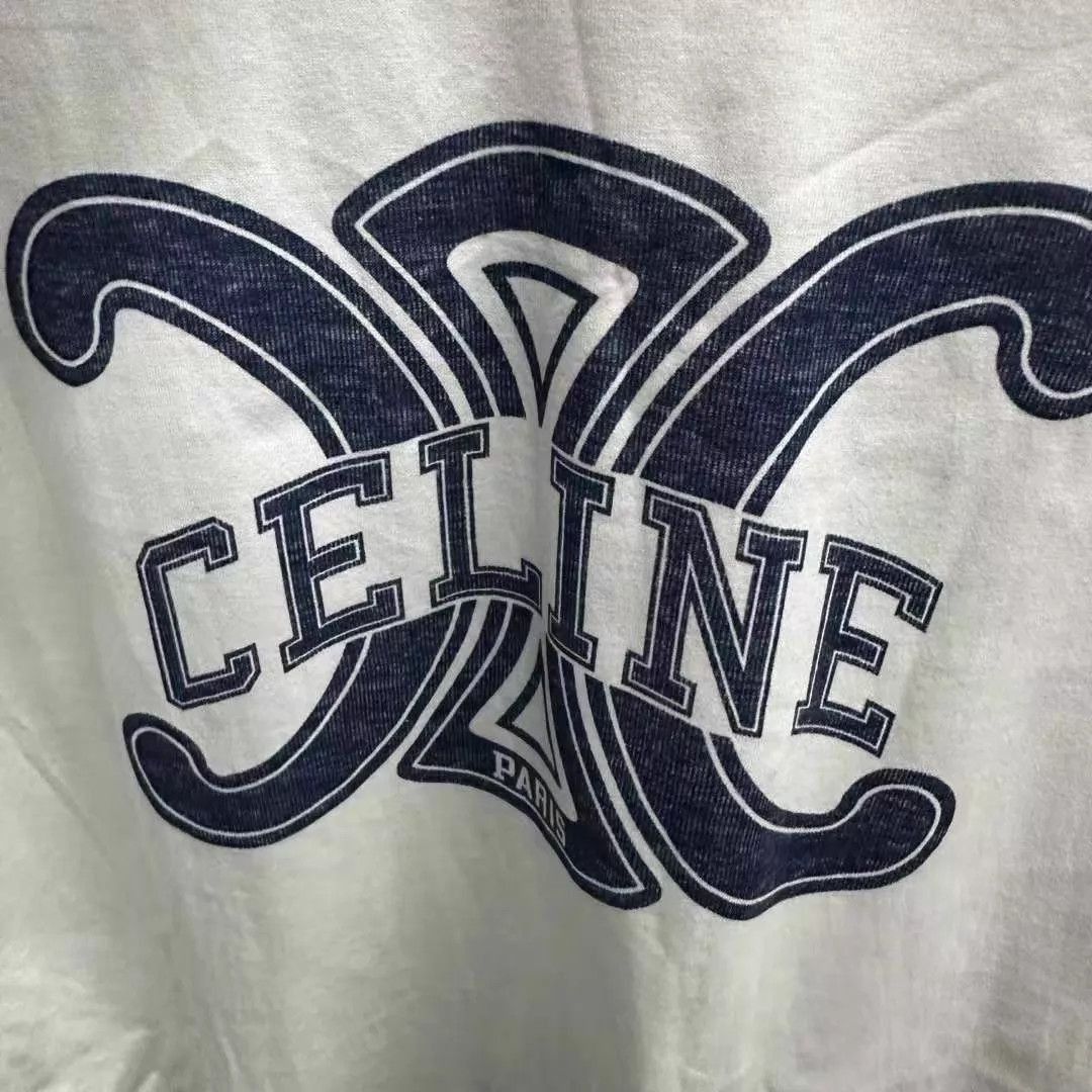 Celine Celine Triomphe White Red Short Sleeve Tee S New With Tags Size S / US 4 / IT 40 - 3 Thumbnail