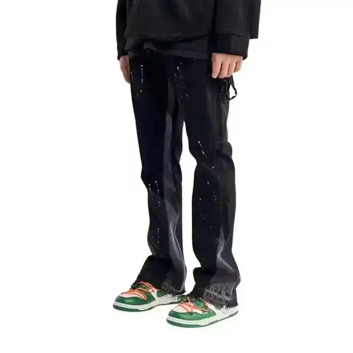 Japanese Brand Paint Splatter Black Stacked Denim Jeans Size US 32 / EU 48 - 2 Thumbnail
