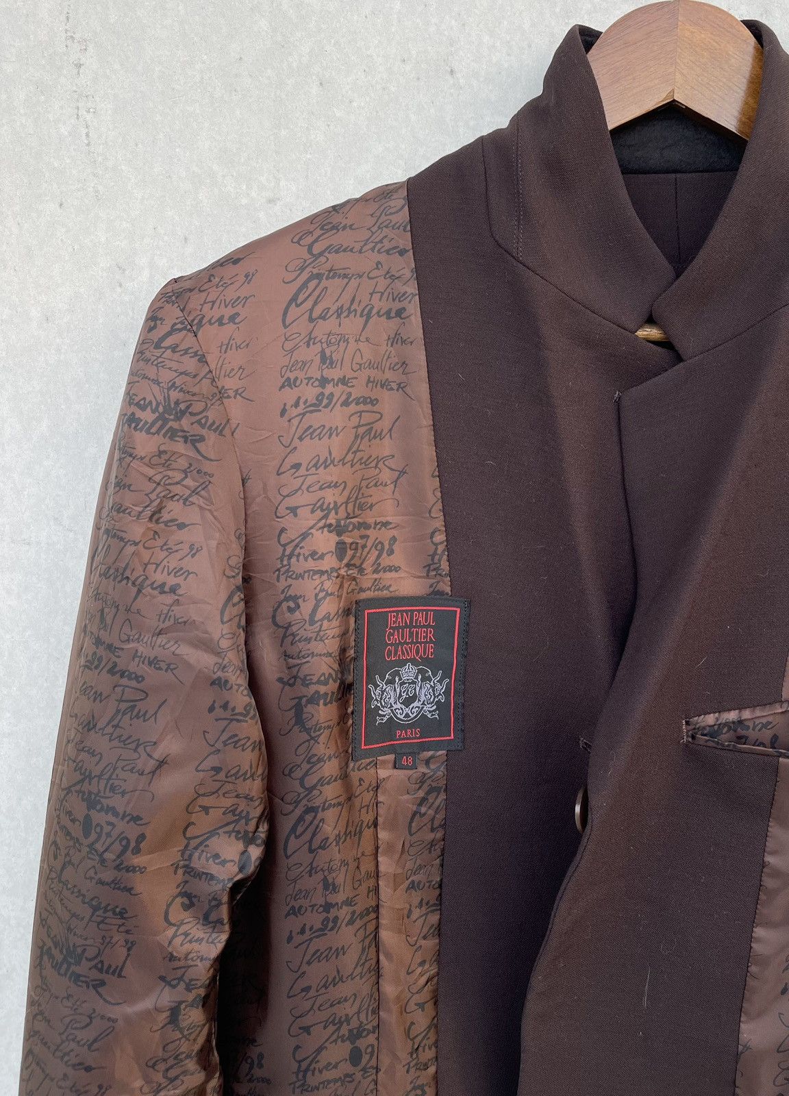 Jean Paul Gaultier 🔥A/W 1997 Jean Paul Gaultier Wool-blend Script Print Jacket Size US M / EU 48-50 / 2 - 16 Thumbnail