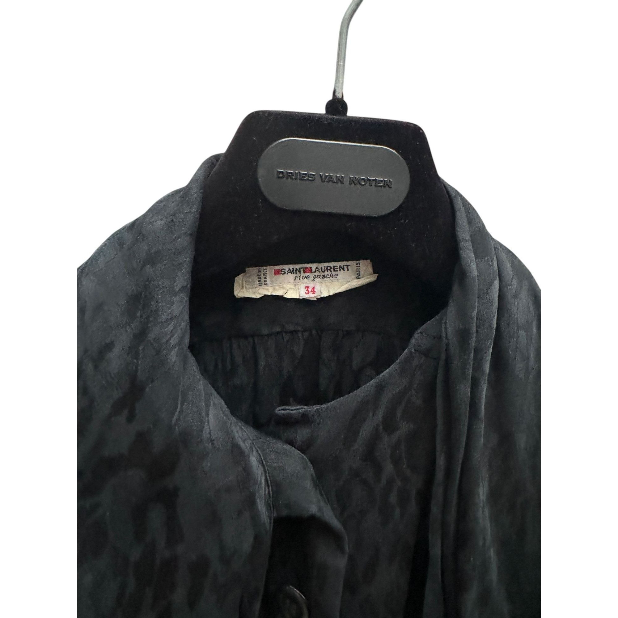 Yves Saint Laurent Black Silk Built-in scarf shirt Size XS / US 0-2 / IT 36-38 - 5 Thumbnail