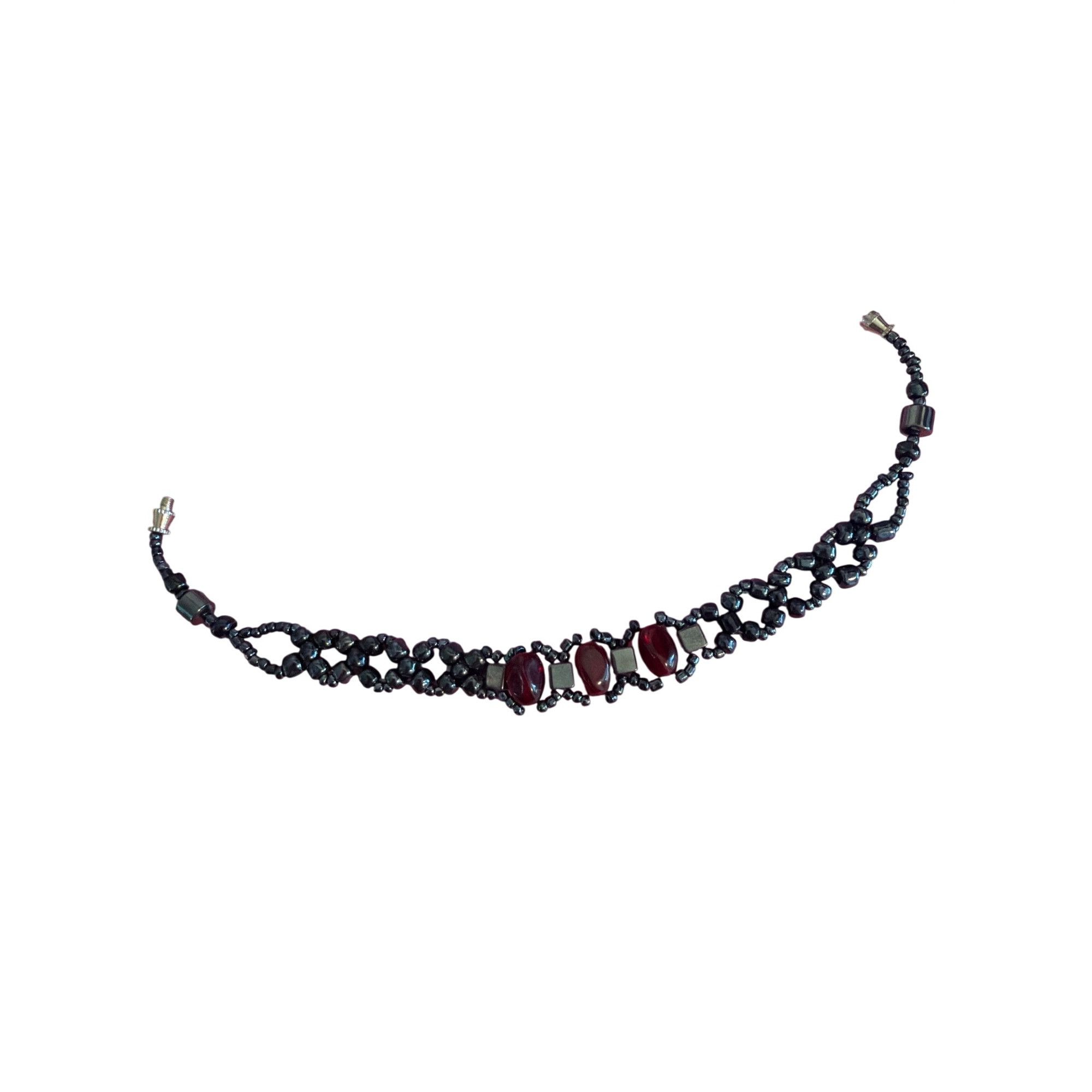 Other Hematite Red Glass Bead Necklace Bracelet Set Screw Barrel 1 Size ONE SIZE - 5 Thumbnail